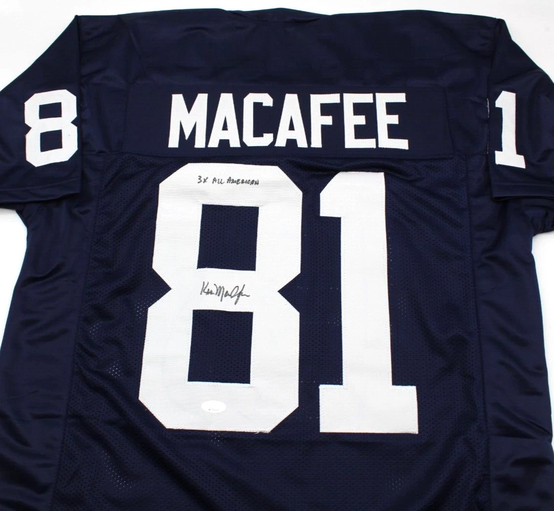 Ken MaCafee Signed Custom Blue Notre Dame Football Jersey w/JSA COA Witness