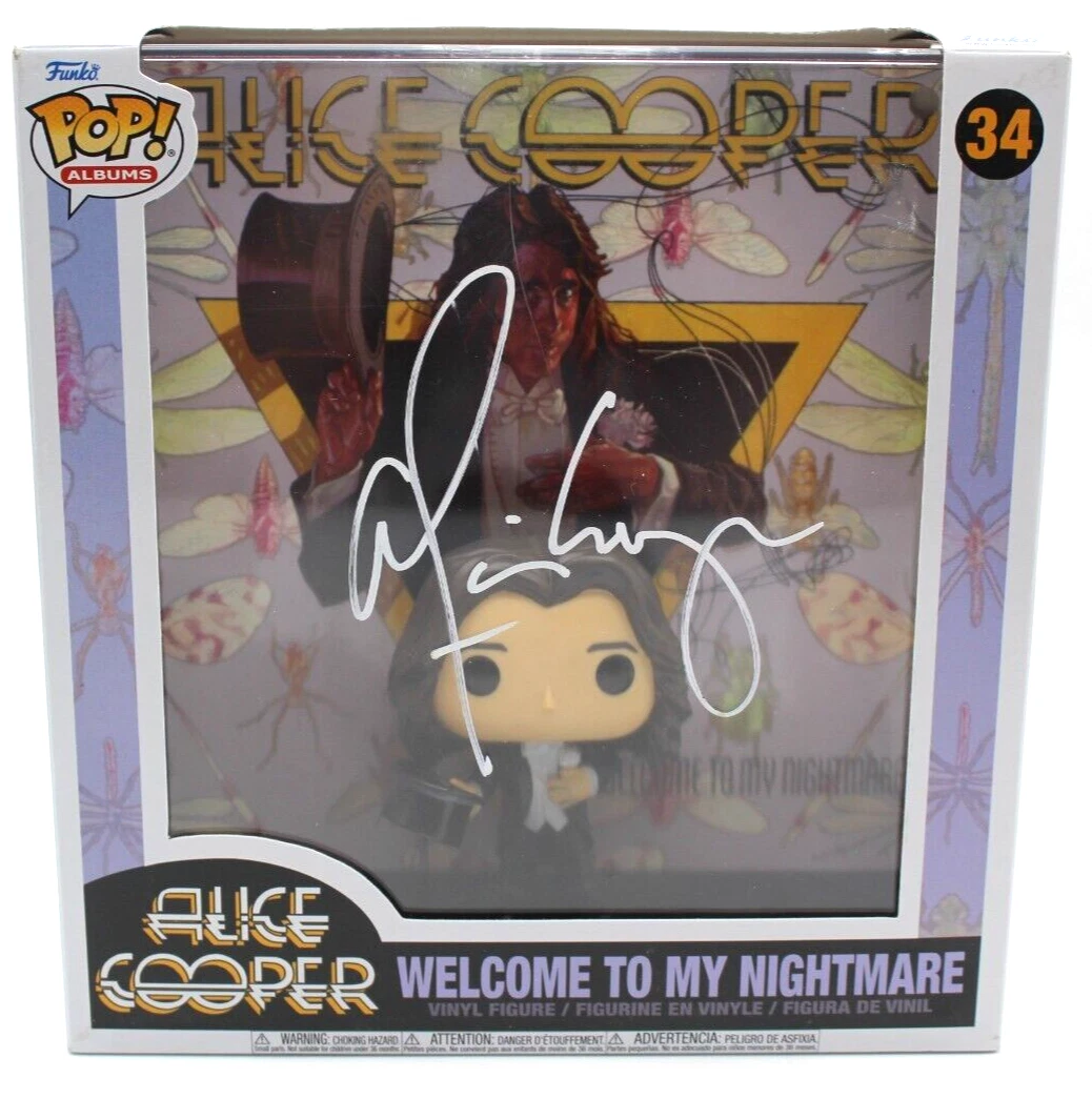 ALICE COOPER WELCOME TO MY NIGHTMARE #34 SIGNED FUNKO POP W/BECKETT COA BR32497 COLLECTIBLE MEMORABILIA