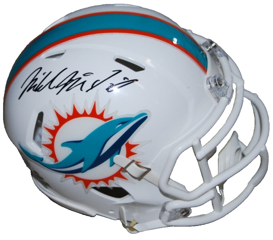 MIKE MCDANIEL signed (MIAMI DOLPHINS) mini football helmet BECKETT BAS BR32590