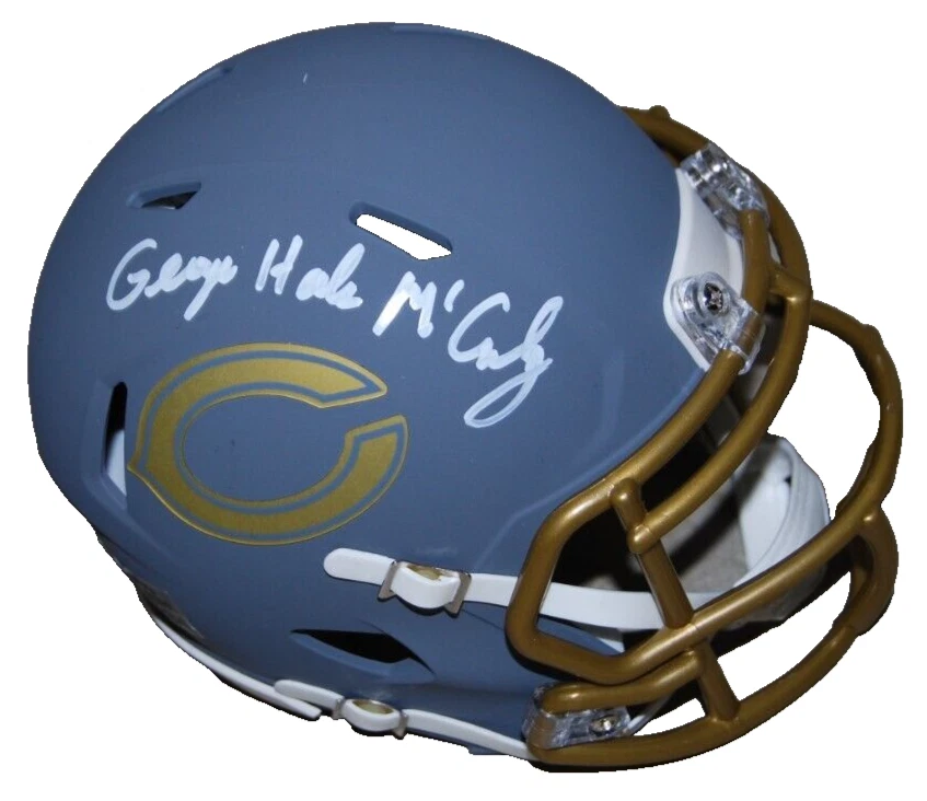 GEORGE HALAS MCCASKEY signed CHICAGO BEARS mini football helmet BECKETT BR63101