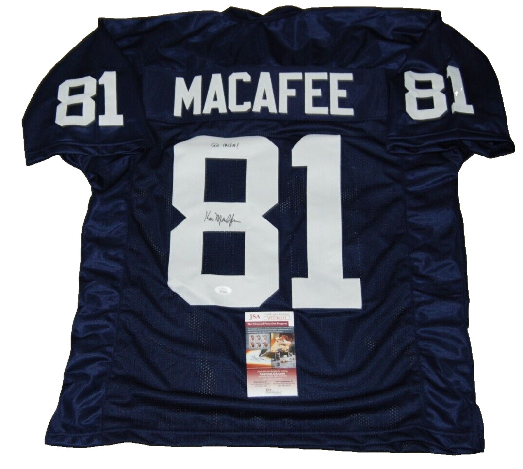 KEN MACAFEE signed (NOTRE DAME FIGHTING IRISH) Navy football jersey JSA WITNESS