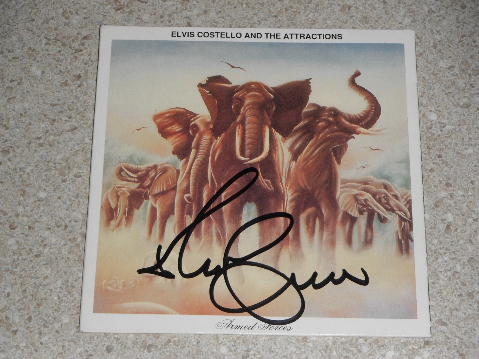 ELVIS COSTELLO AND THE ATTRACTIONS SIGNED ARMED FORCES CD COVER