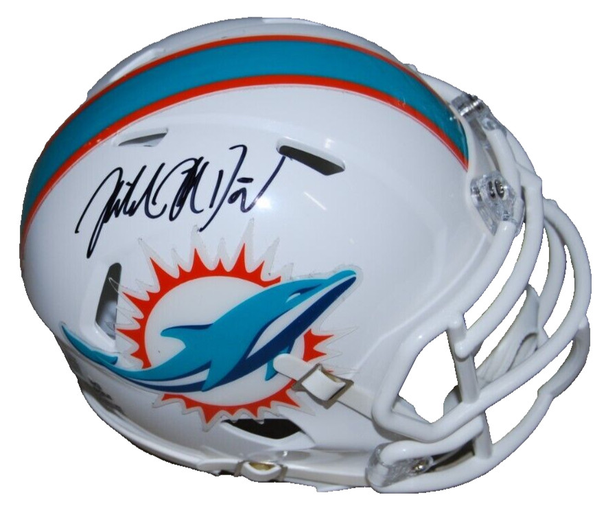 MIKE MCDANIEL signed (MIAMI DOLPHINS) mini football helmet BECKETT BAS BR32588