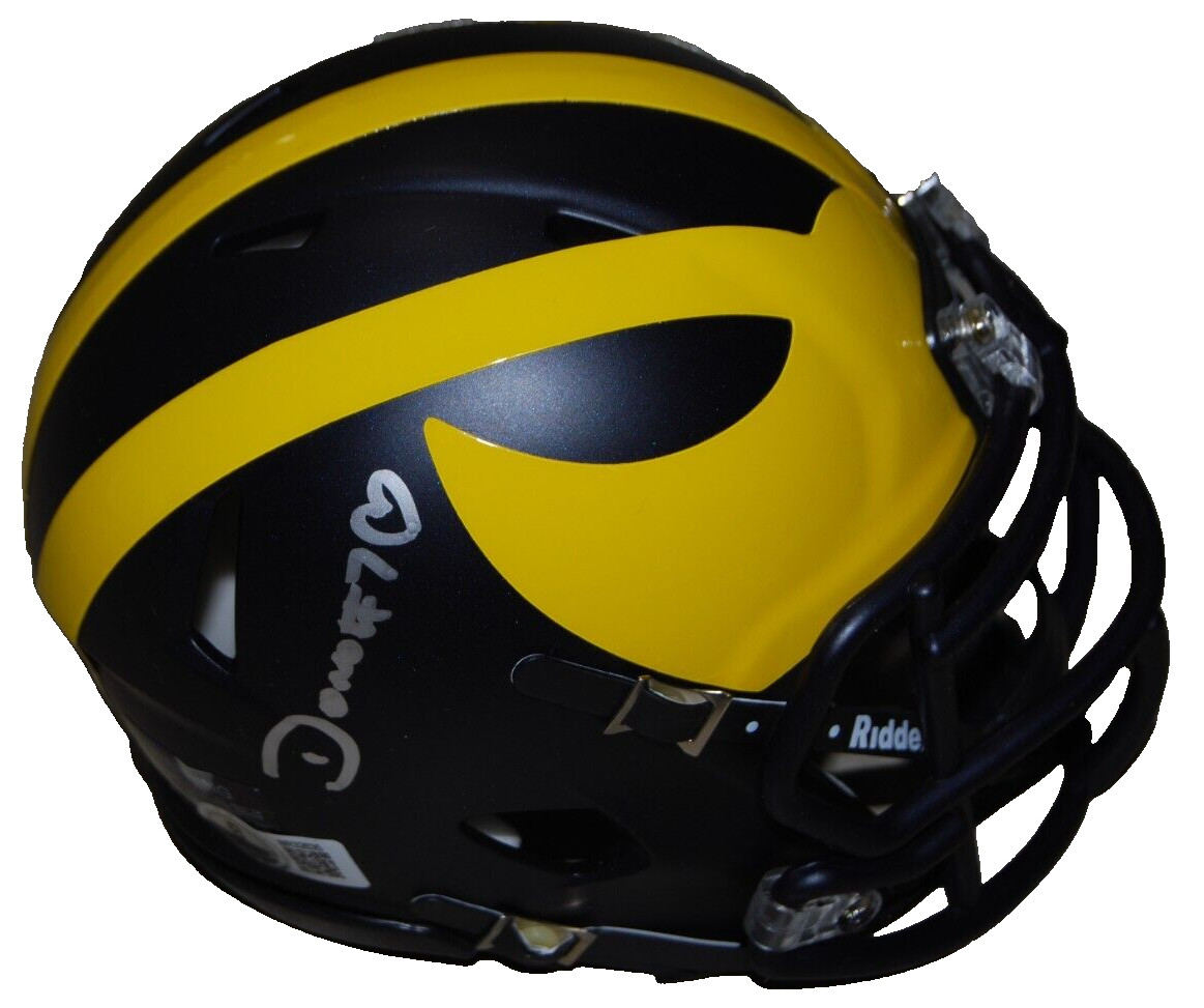 DONOVAN EDWARDS signed MICHIGAN WOLVERINES mini football helmet BECKETT BR32635