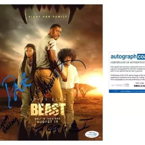"Beast" Cast AUTOGRAPHS Signed 8x10 Photo - Idris Elba, Leah Jeffries +2 ACOA