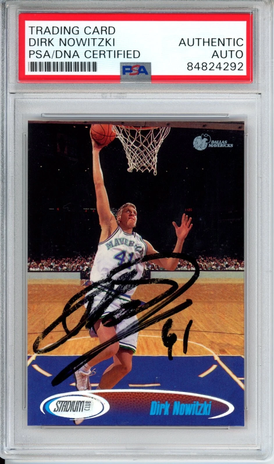 1998 Topps Stadium Club Dirk Nowitzki Rookie RC SIGNED PSA DNA COA AUTOGRAPH HOF