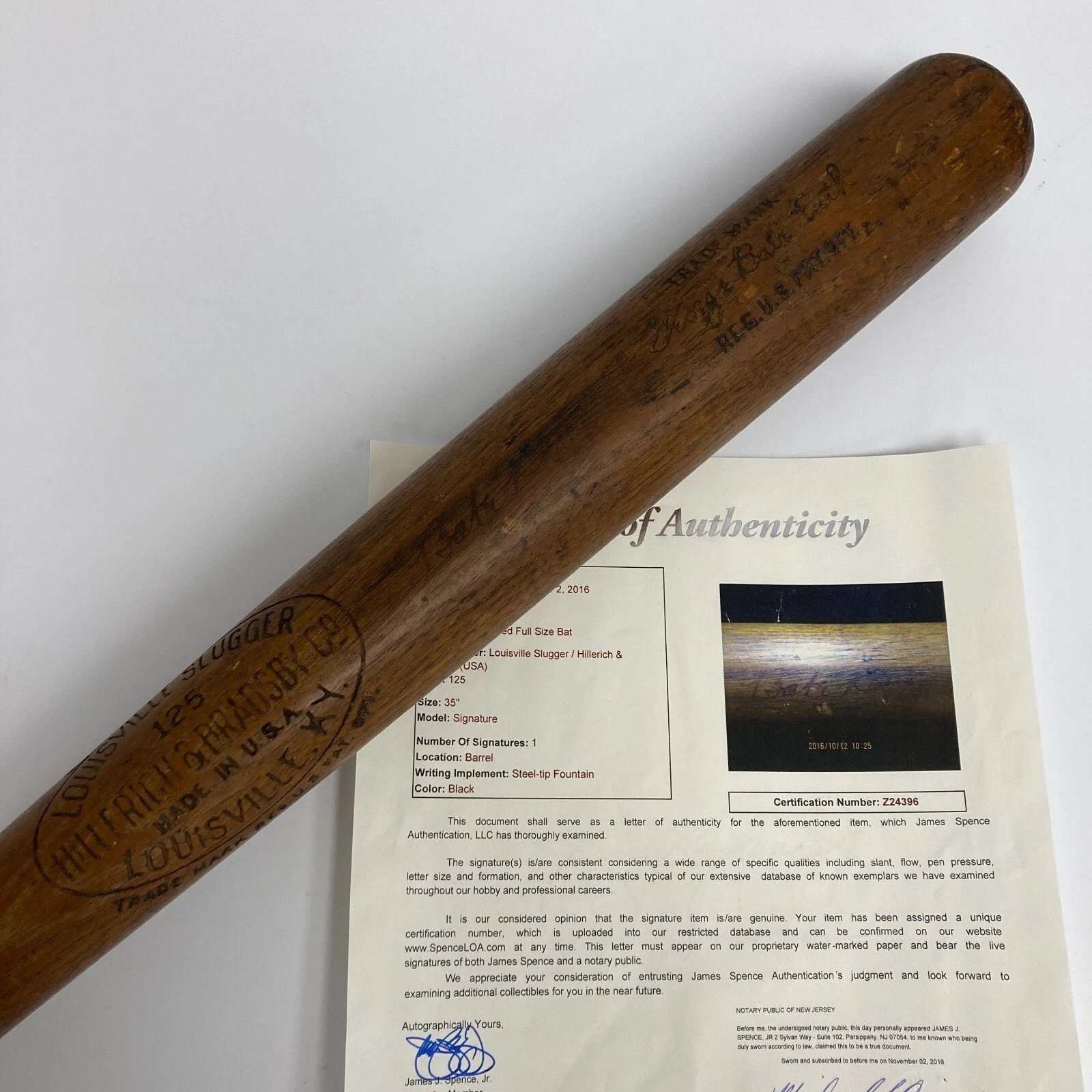 Babe Ruth Signed 1920's Game Model Louisville Slugger Baseball Bat JSA COA
