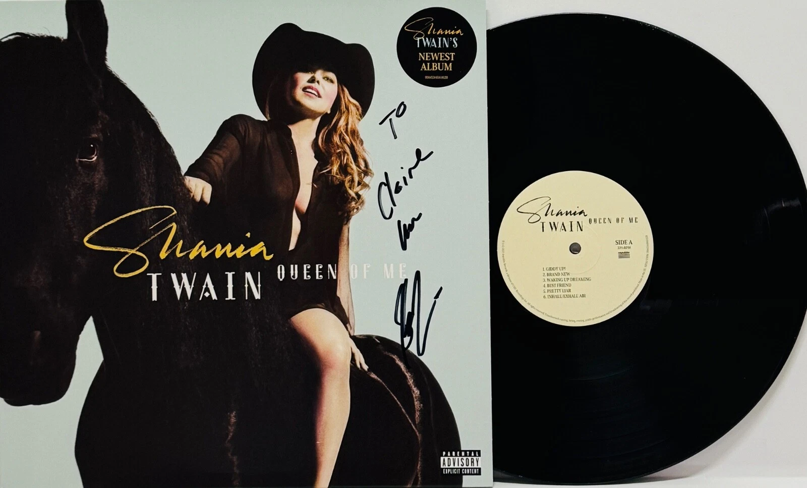 SHANIA TWAIN Signed Autograph LP Cover 