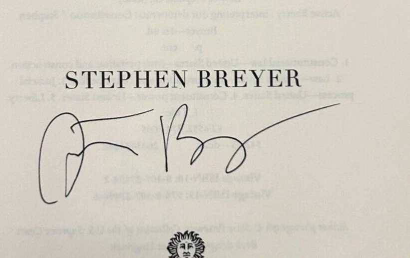 STEPHEN BREYER Signed Autograph Book 