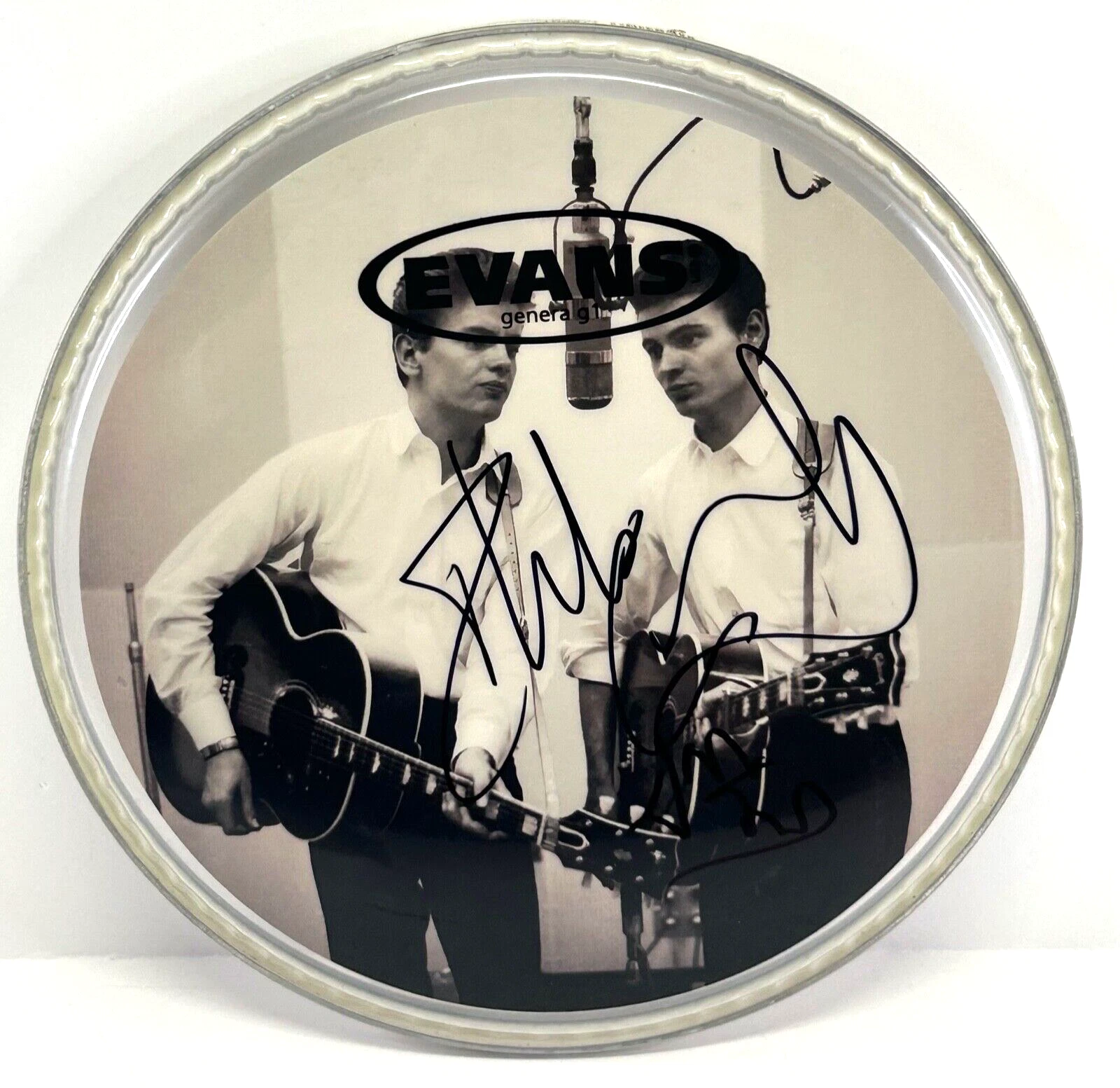 THE EVERLY BROTHERS PHIL EVERLY DON EVERLY SIGNED AUTOGRAPH 8″ DRUM HEAD JSA COA COLLECTIBLE MEMORABILIA