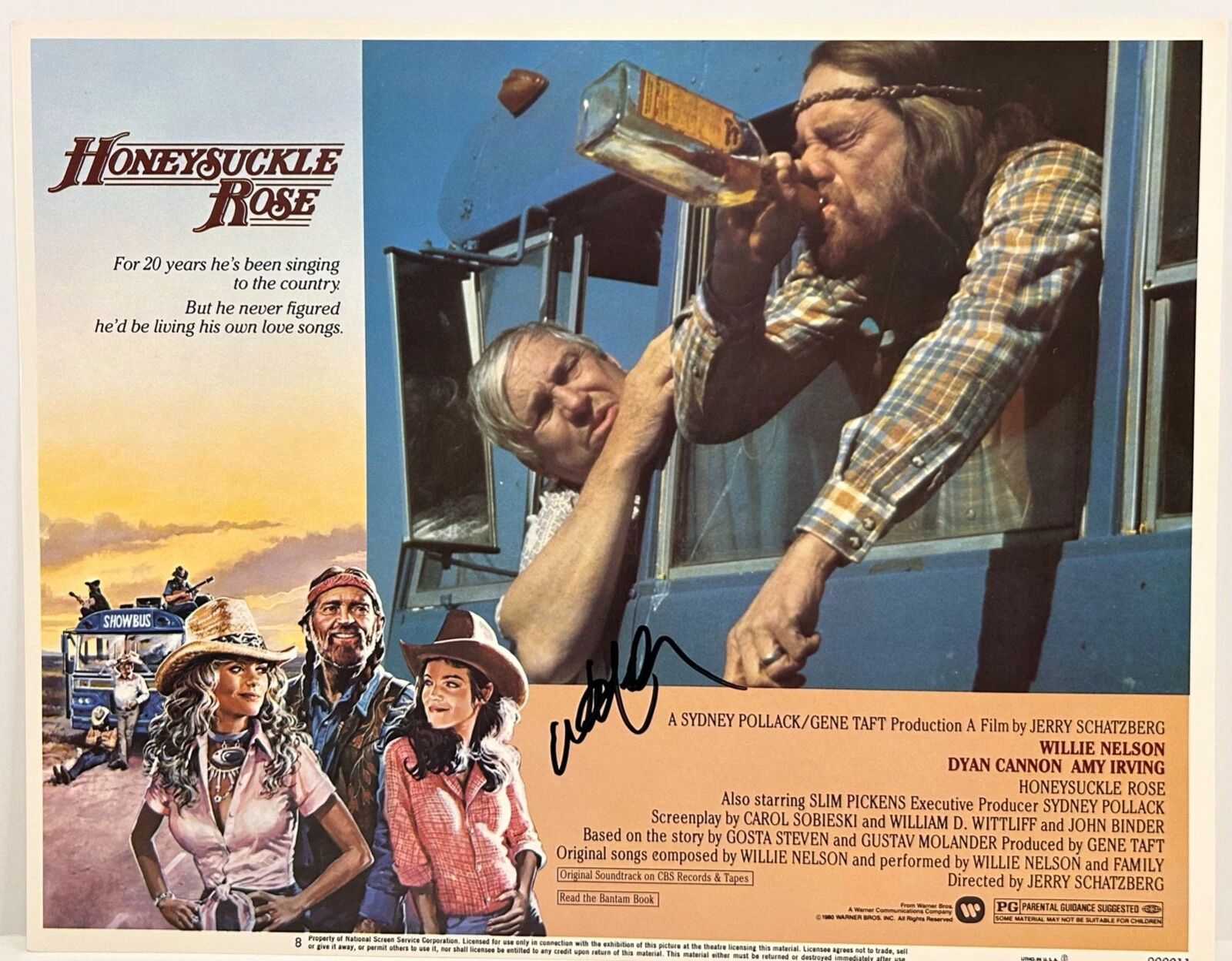 WILLIE NELSON Signed Autograph HONEYSUCKLE ROSE LOBBY CARD JSA COA 284
