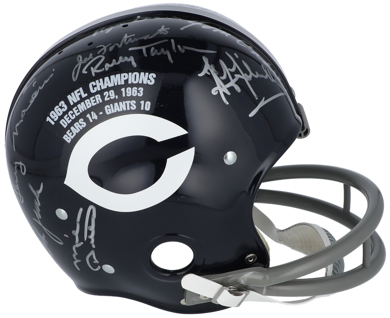1963 CHICAGO BEARS SUPER BOWL CHAMPS TEAM SIGNED FULL SIZE HELMET WITH JSA COA COLLECTIBLE MEMORABILIA