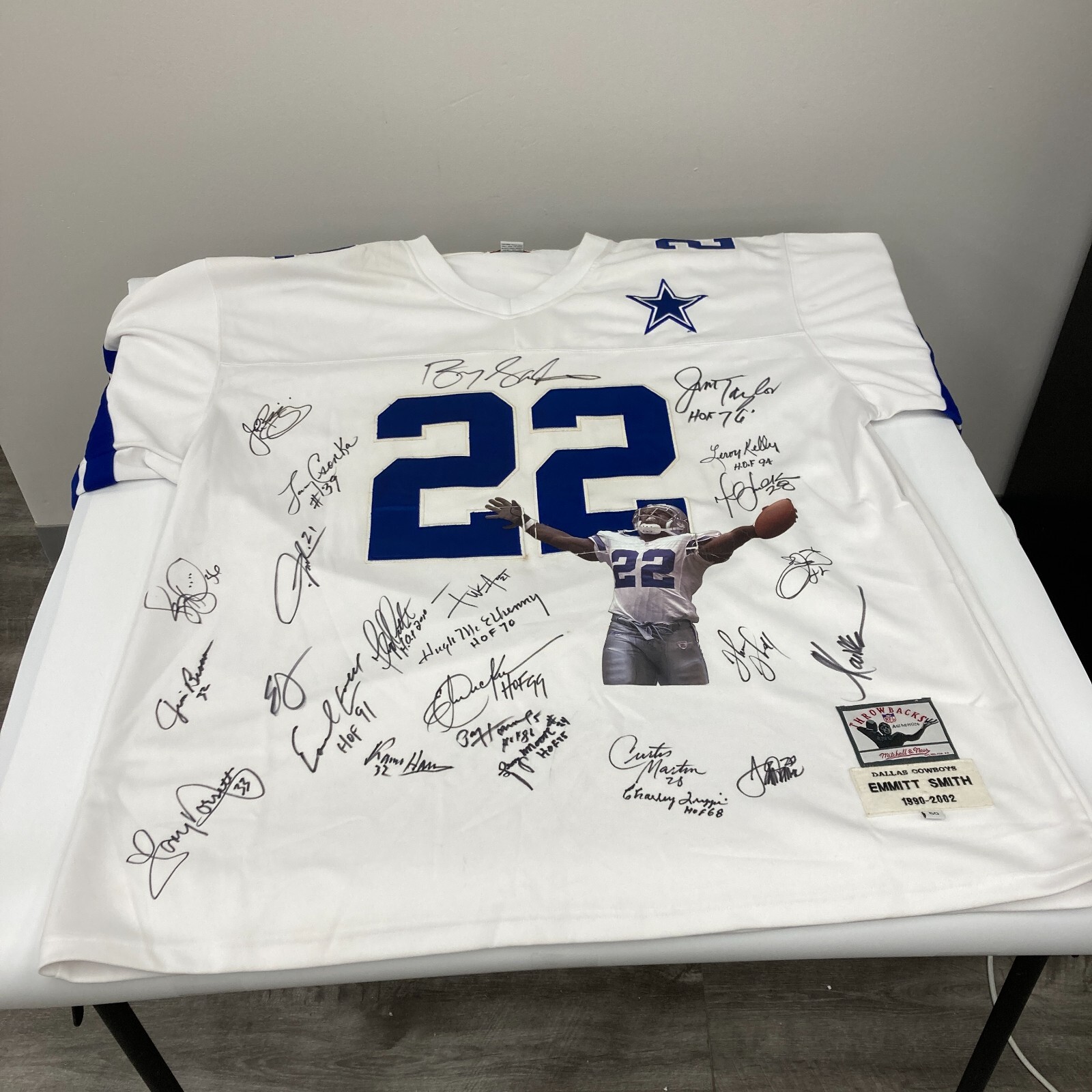 NFL Hall Of Fame Running Backs Multi Signed Mitchell & Ness Jersey 24 Sigs JSA