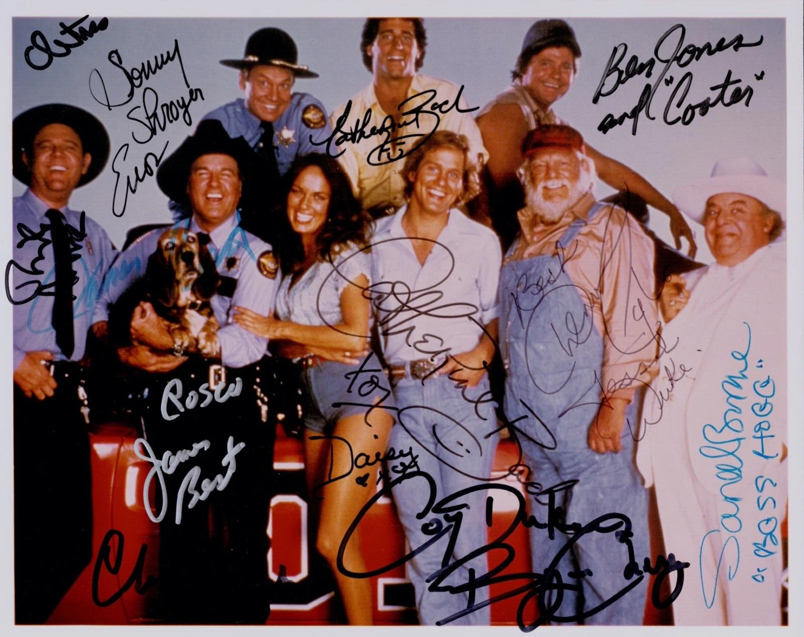 DUKES OF HAZZARD BACH PYLE BOOKE MAYOR +5 Signed Autograph 8x10 Photo ACOA