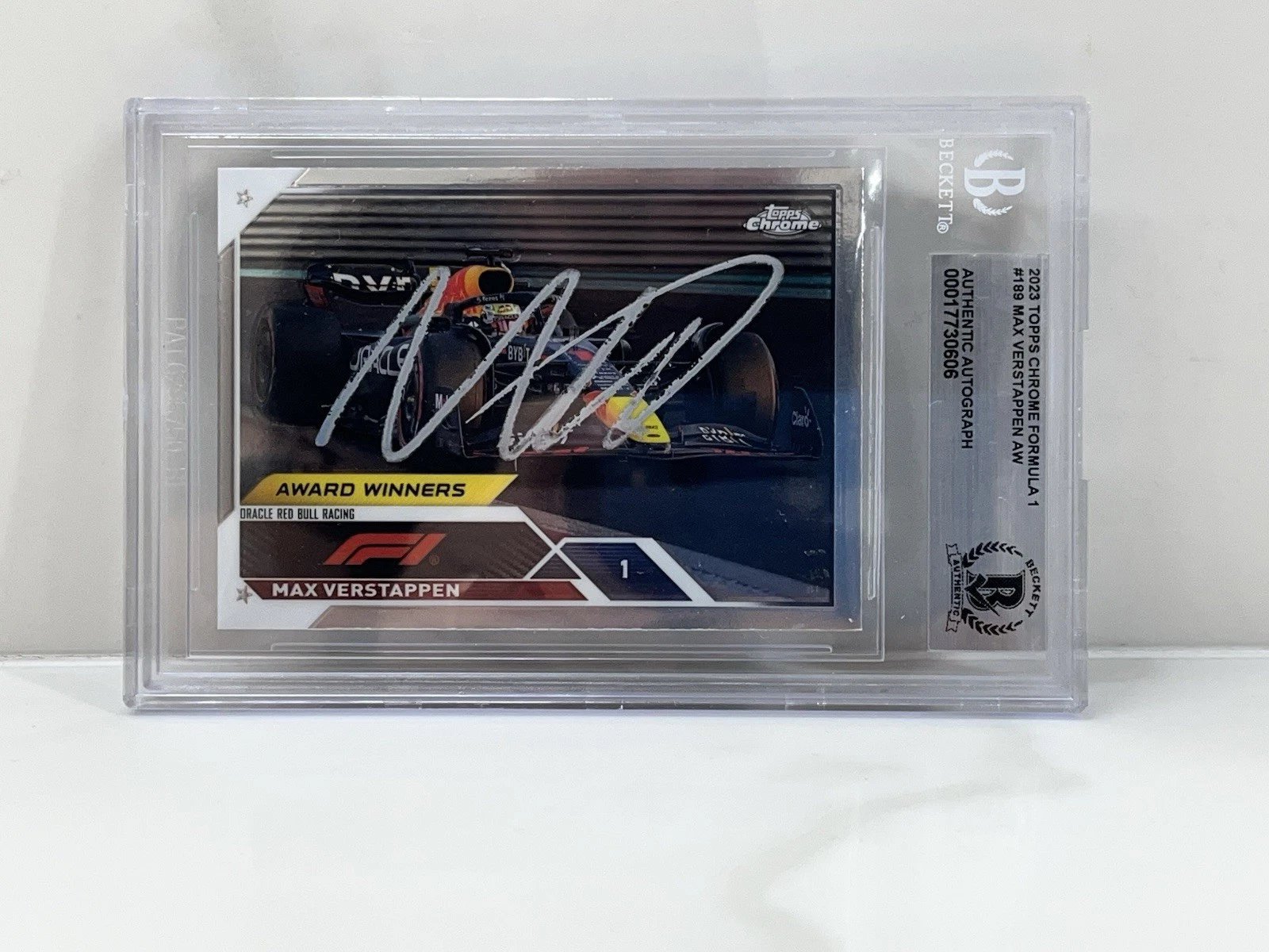 MAX VERSTAPPEN SIGNED 2023 TOPPS CHROME CARD F1 FORMULA 1 #189 BECKETT