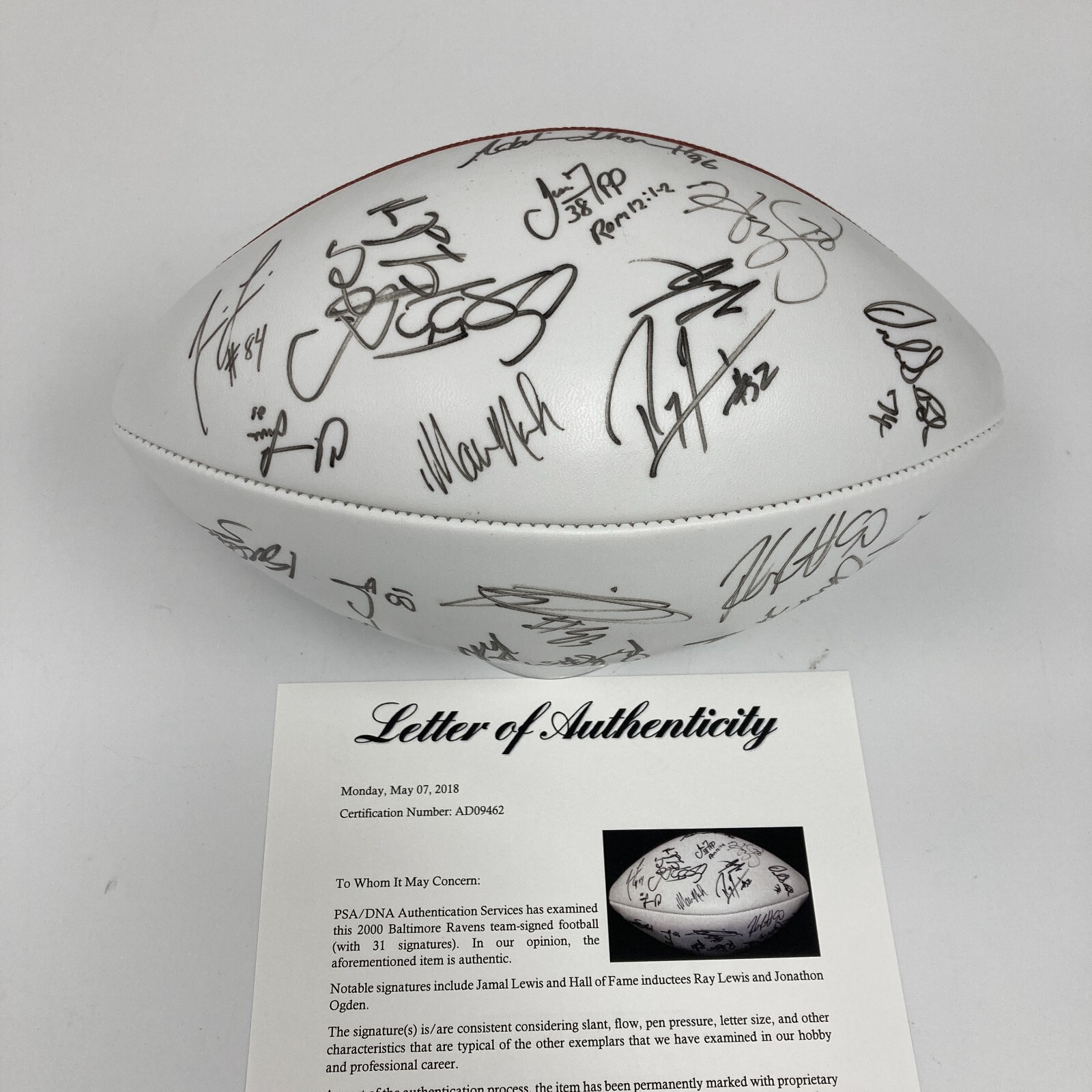 2000 Baltimore Ravens Super Bowl Champs Team Signed NFL Wilson Football PSA DNA