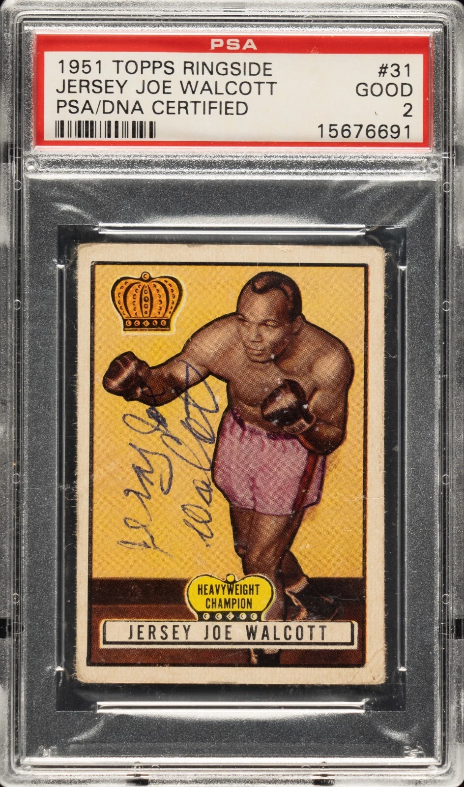 1951 Topps Ringside Boxing #31 Jersey Joe Walcott Signed Card PSA DNA 1/1!