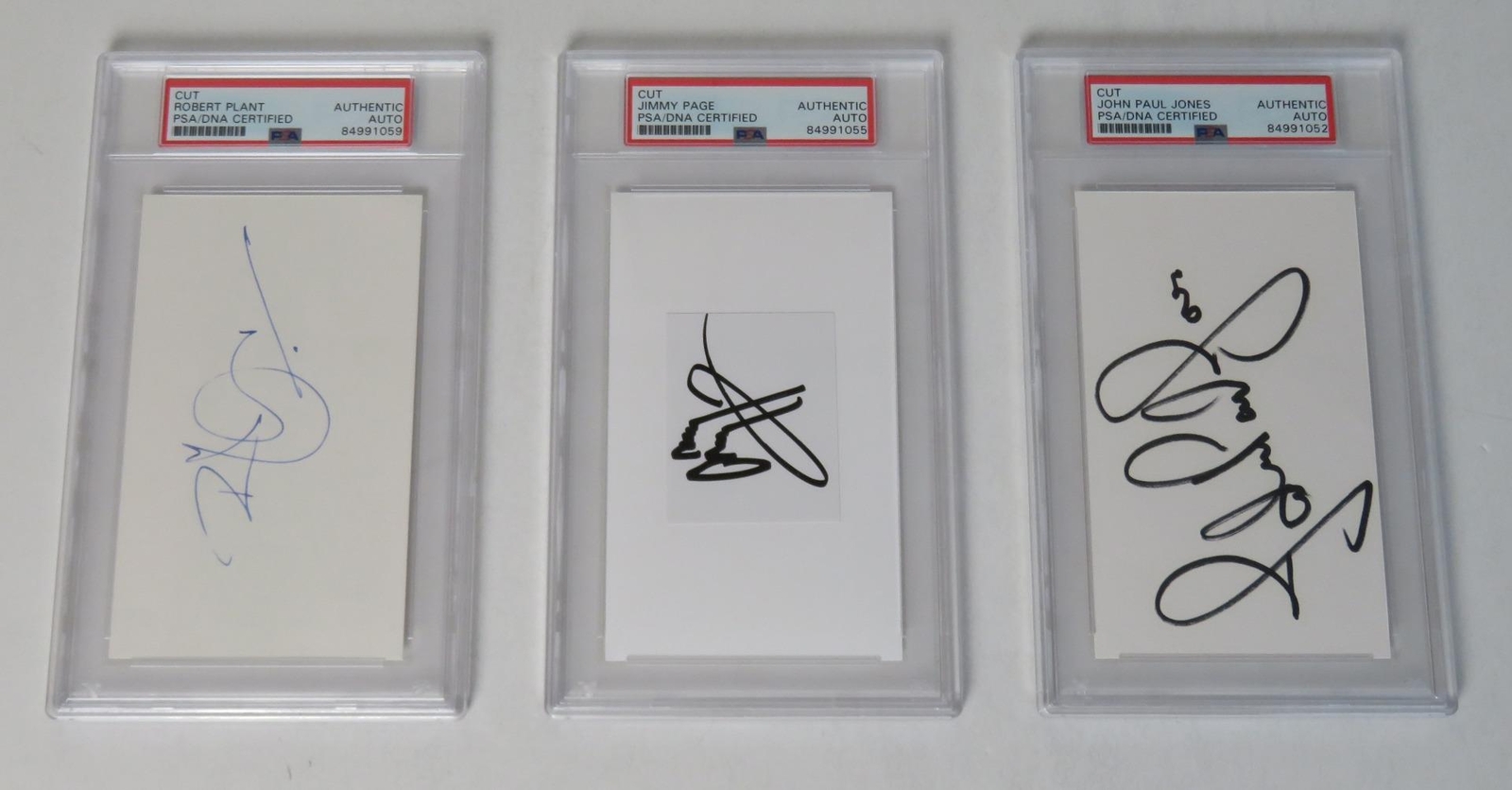 LED ZEPPELIN Signed Autograph Auto 3x5 Index Card Set x3 Slab Jimmy Page PSA JSA
