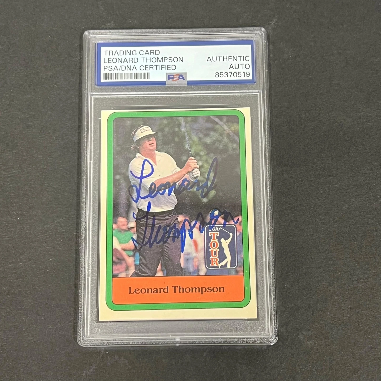 1981 DONRUSS PGA TOUR LEONARD THOMPSON #25 SIGNED CARD AUTO PSA SLABBED GOLF COLLECTIBLE MEMORABILIA