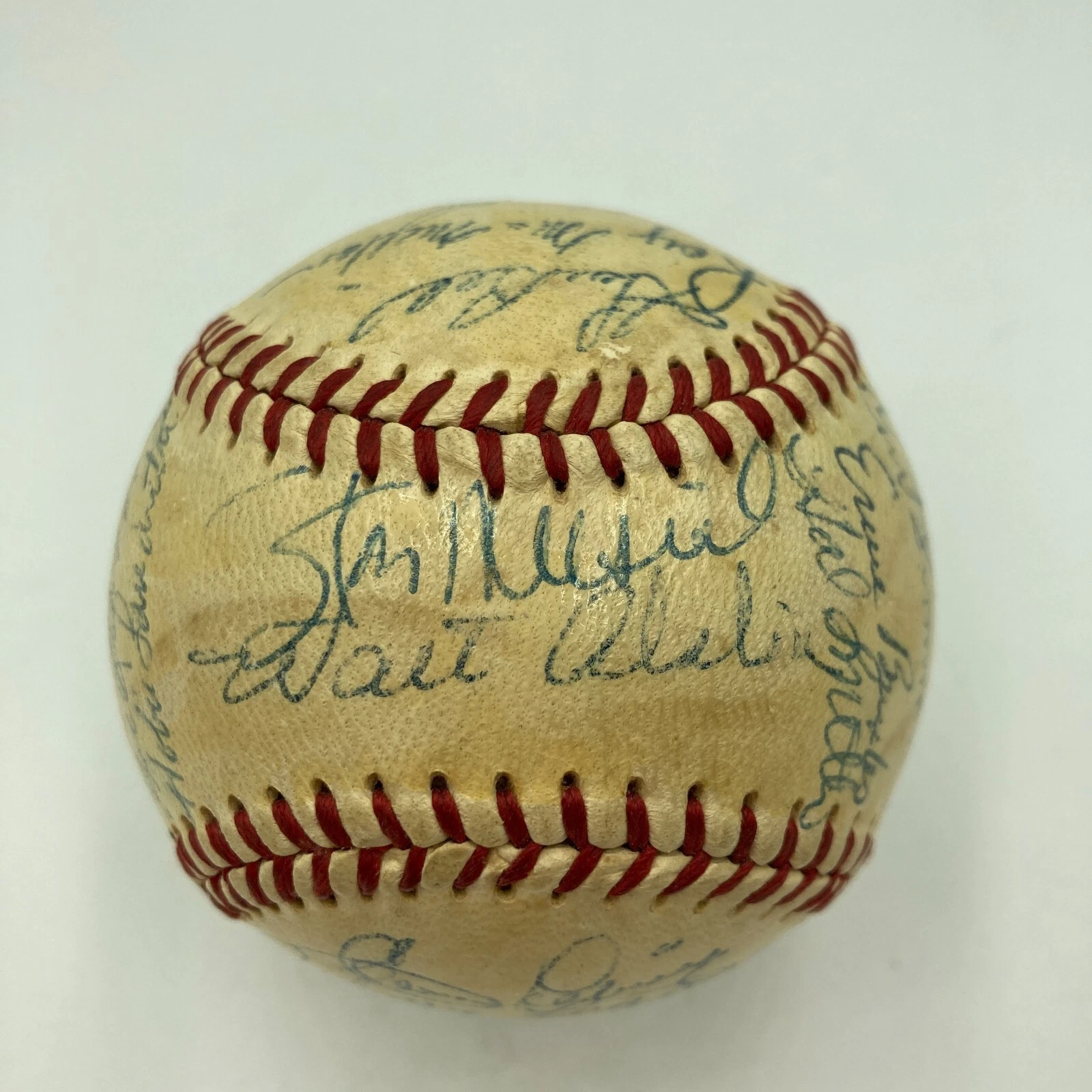 Willie Mays Hank Aaron Stan Musial 1950's Hall Of Fame Multi Signed Baseball JSA