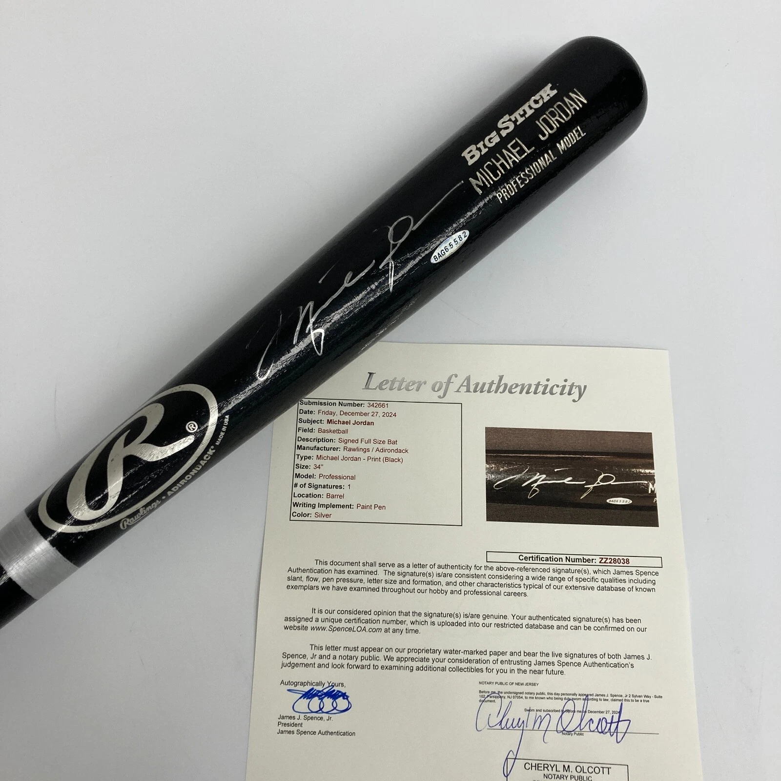 Michael Jordan Signed 1994 Rawlings Game Model Baseball Bat JSA COA & UDA
