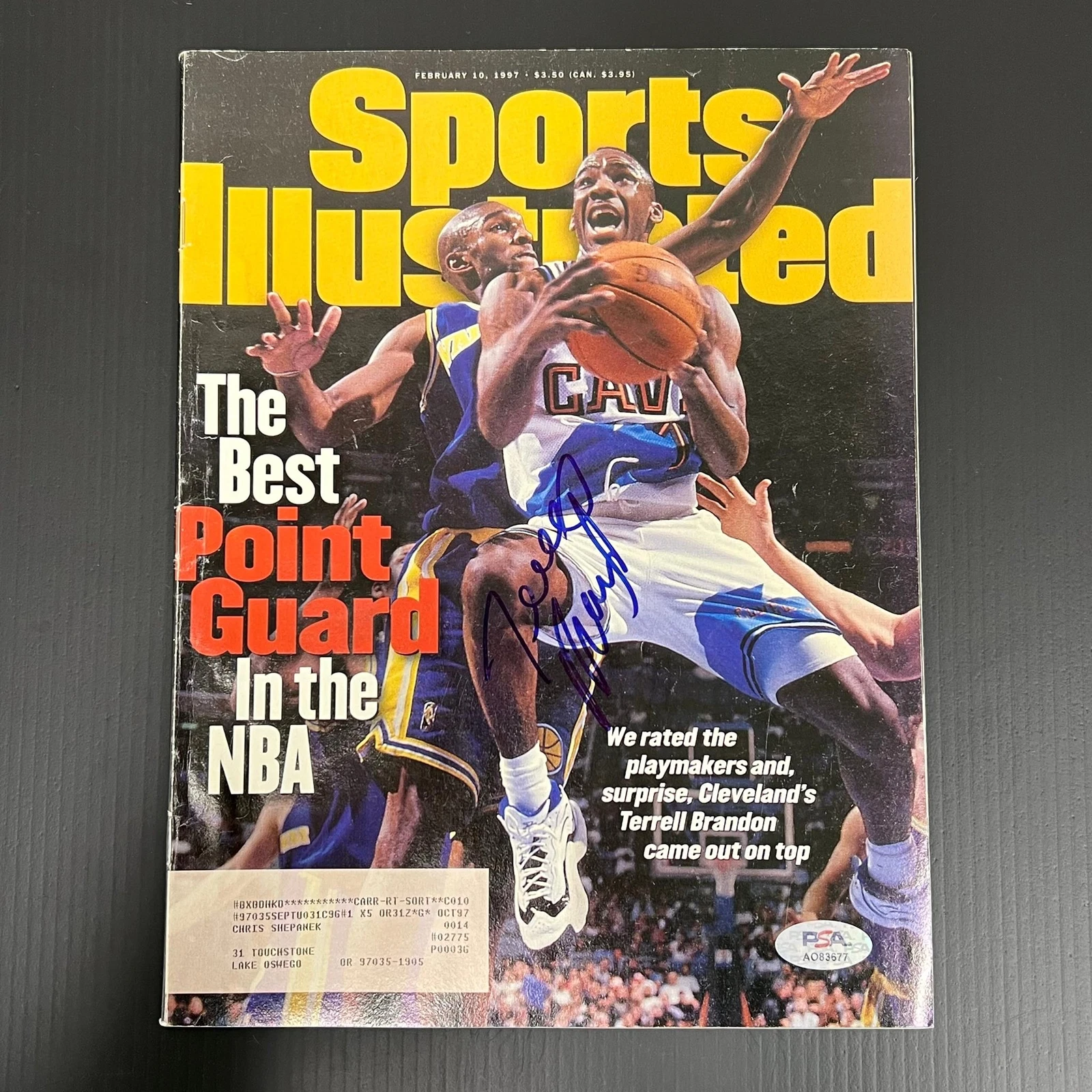 TERRELL BRANDON SIGNED SPORTS ILLUSTRATED MAGAZINE PSA/DNA CAVS COLLECTIBLE MEMORABILIA