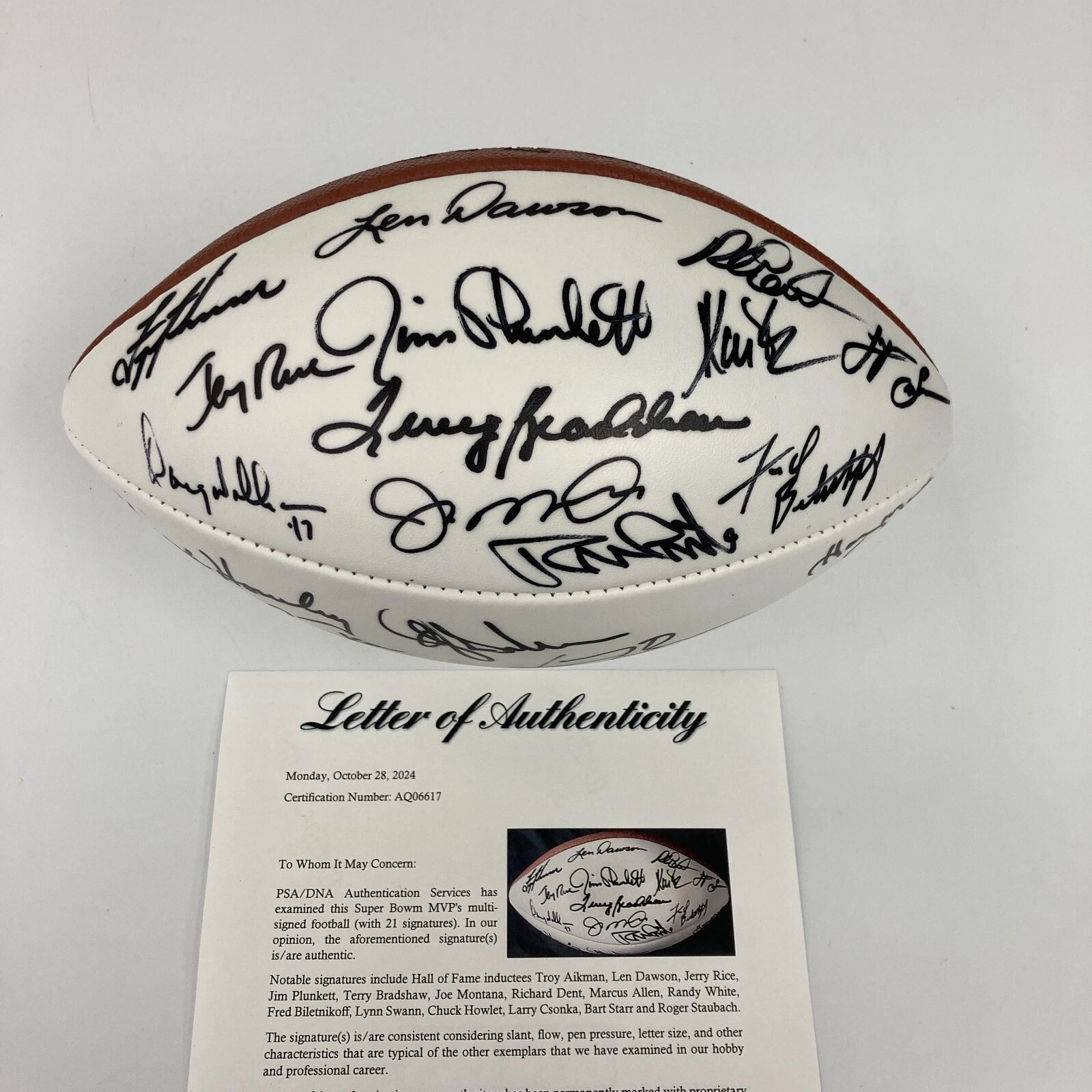 Super Bowl MVP Signed Football 21 Sigs Bart Starr Joe Montana Jerry Rice PSA DNA