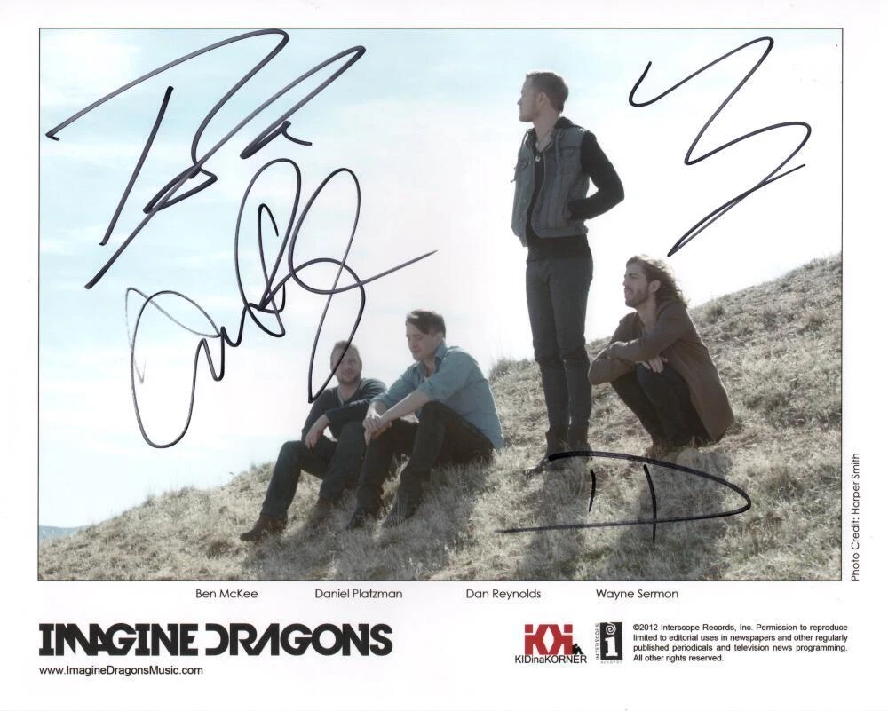 Imagine Dragons Full Band Signed Autograph 8x10 Photo - Dan Reynolds +3 JSA COA