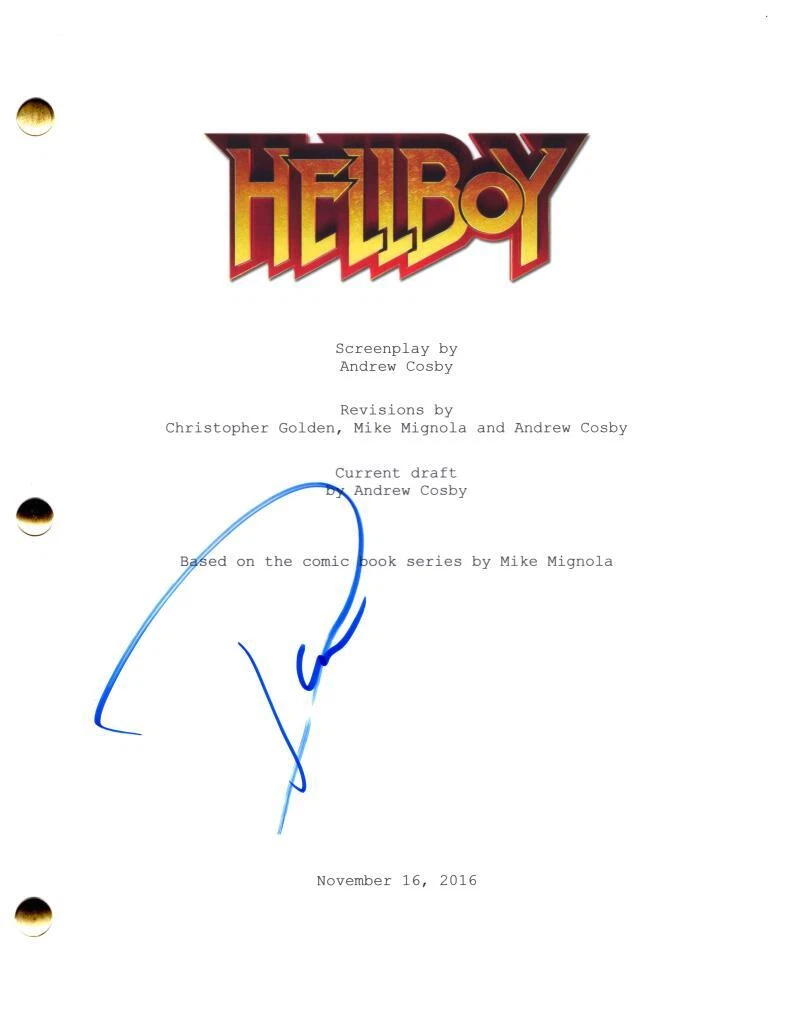 David Harbour Signed Autograph Hellboy Full Movie Script Screenplay Mike Mignola