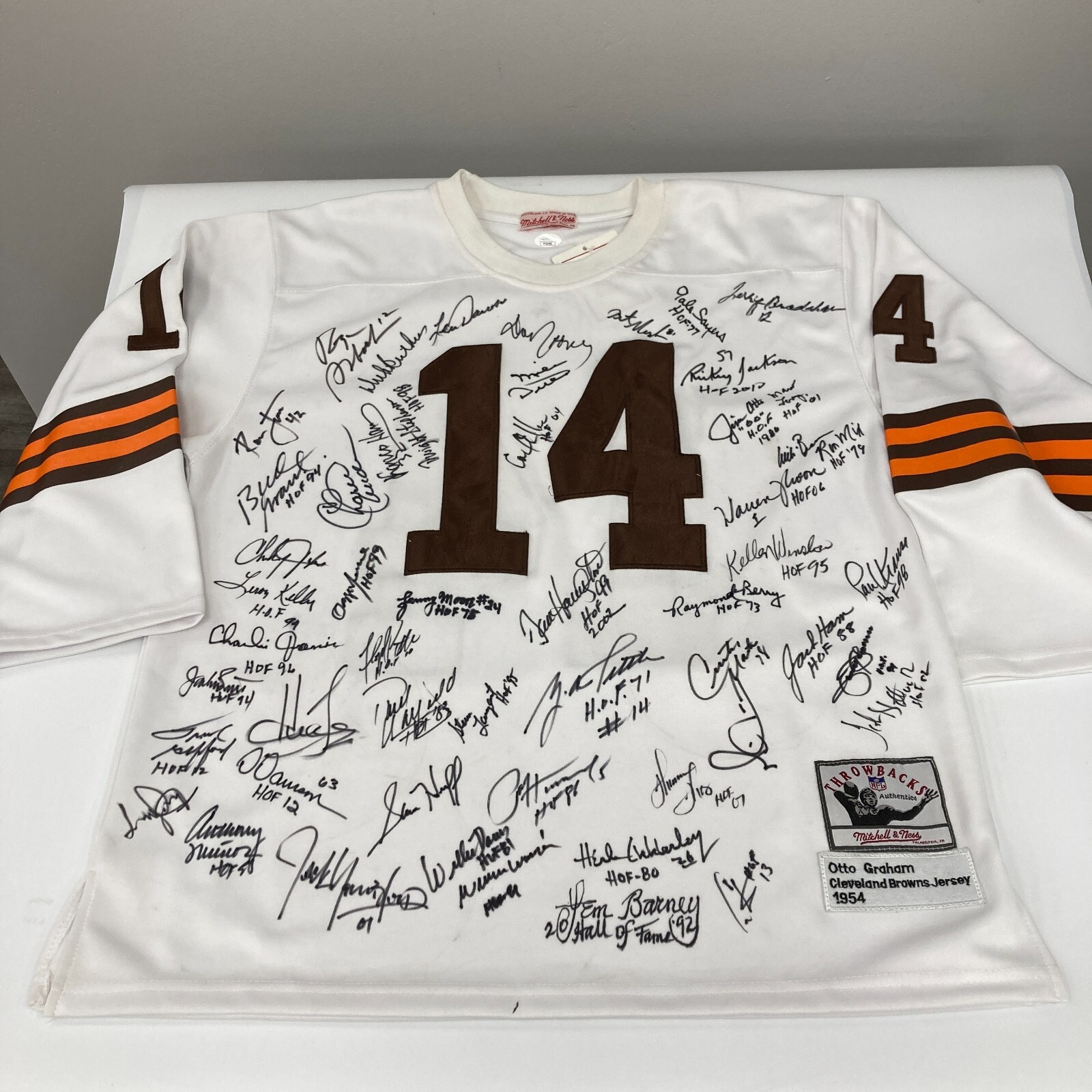 NFL Hall Of Fame Multi Signed Mitchell & Ness Jersey With 50+ Signatures JSA COA