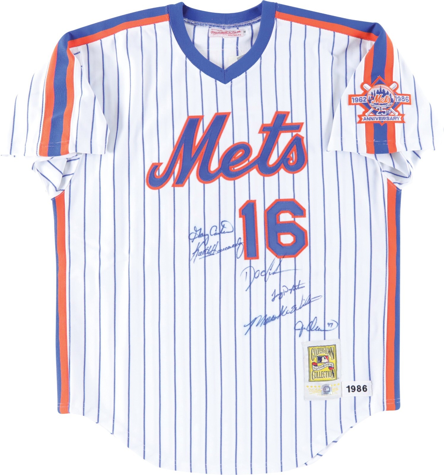 Gary Carter 1986 New York Mets World Series Champs Multi Signed Jersey Steiner