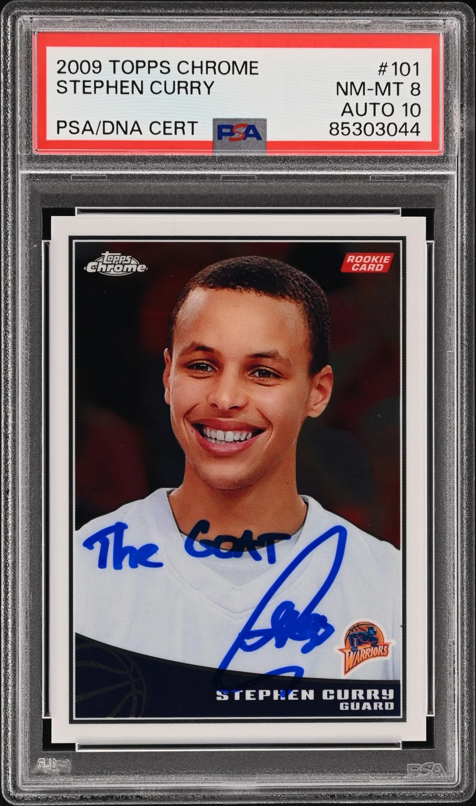 2009 Topps Chrome #101 Stephen Curry signed card PSA 8 Auto 10