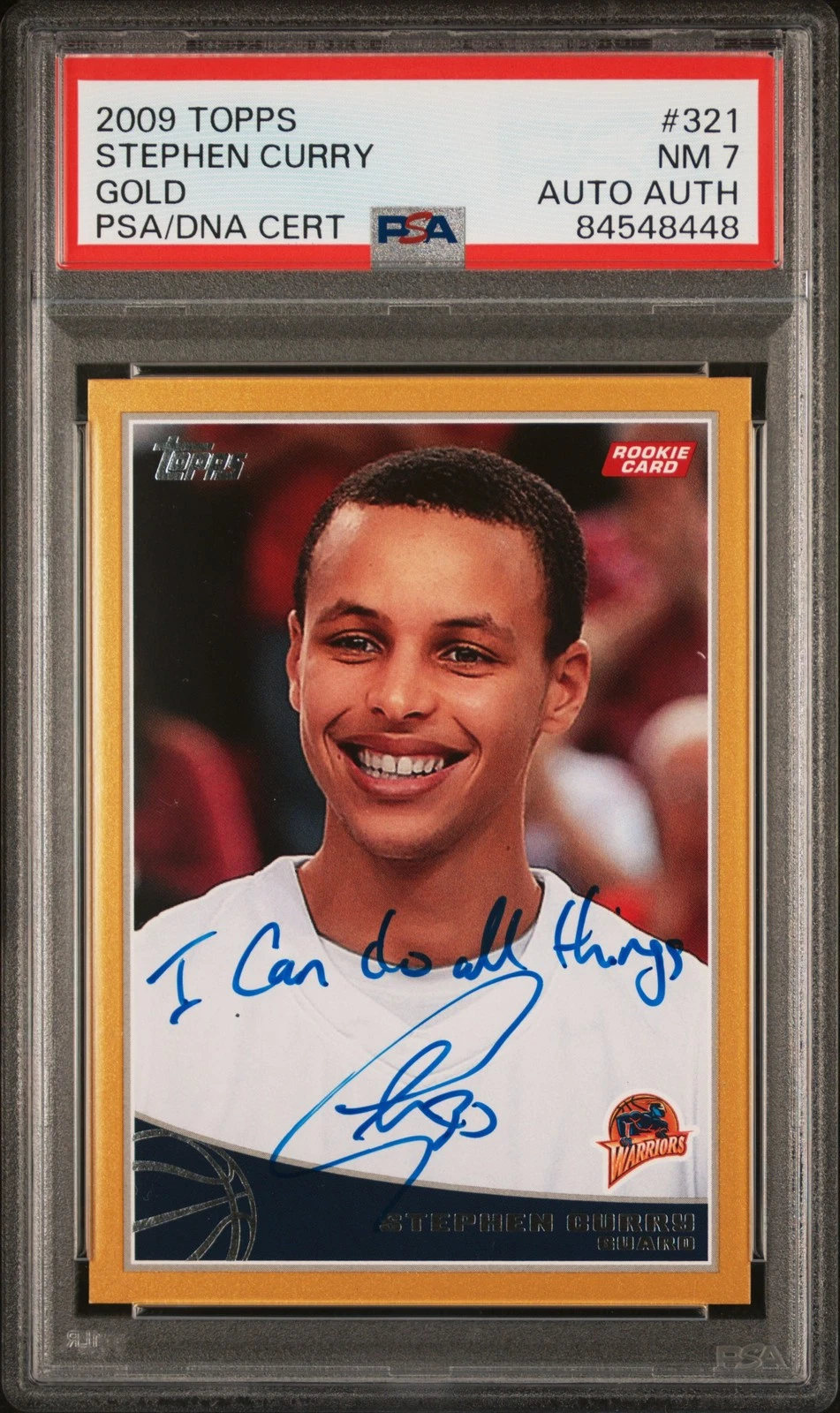 2009 Topps #321 Stephen Curry Gold signed card PSA 7 Auto A