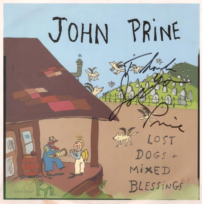 John Prine Signed Autograph 12x12 Album LP Insert - Lost Dogs w/ Beckett COA