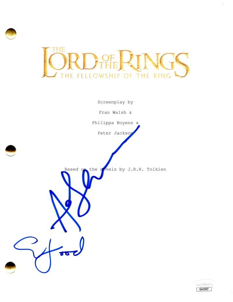 Elijah Wood & Andy Serkis Signed Autograph Lord of the Rings Screenplay JSA COA
