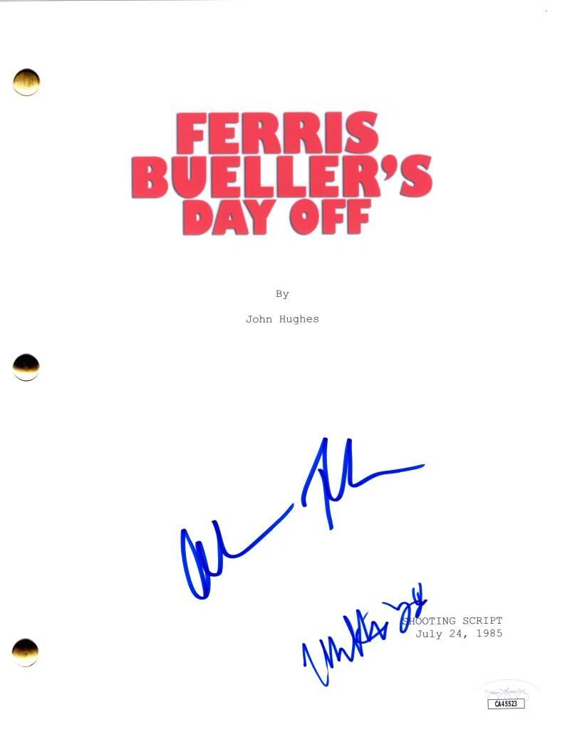 Matthew Broderick Alan Ruck Signed Autograph Ferris Bueller's Day Off Script JSA