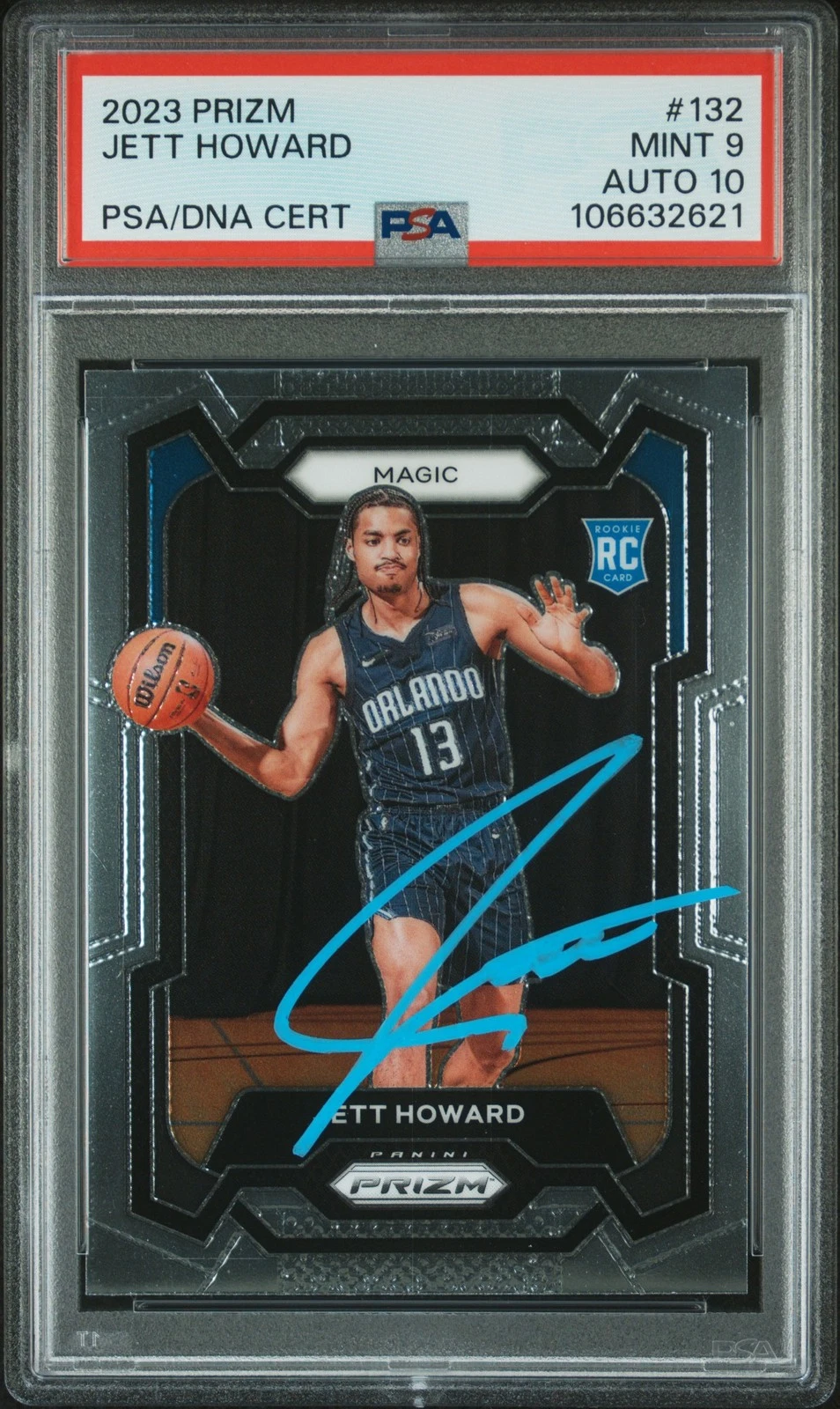 2023 Panini Prizm #132 Jett Howard signed card PSA 9 Auto 10