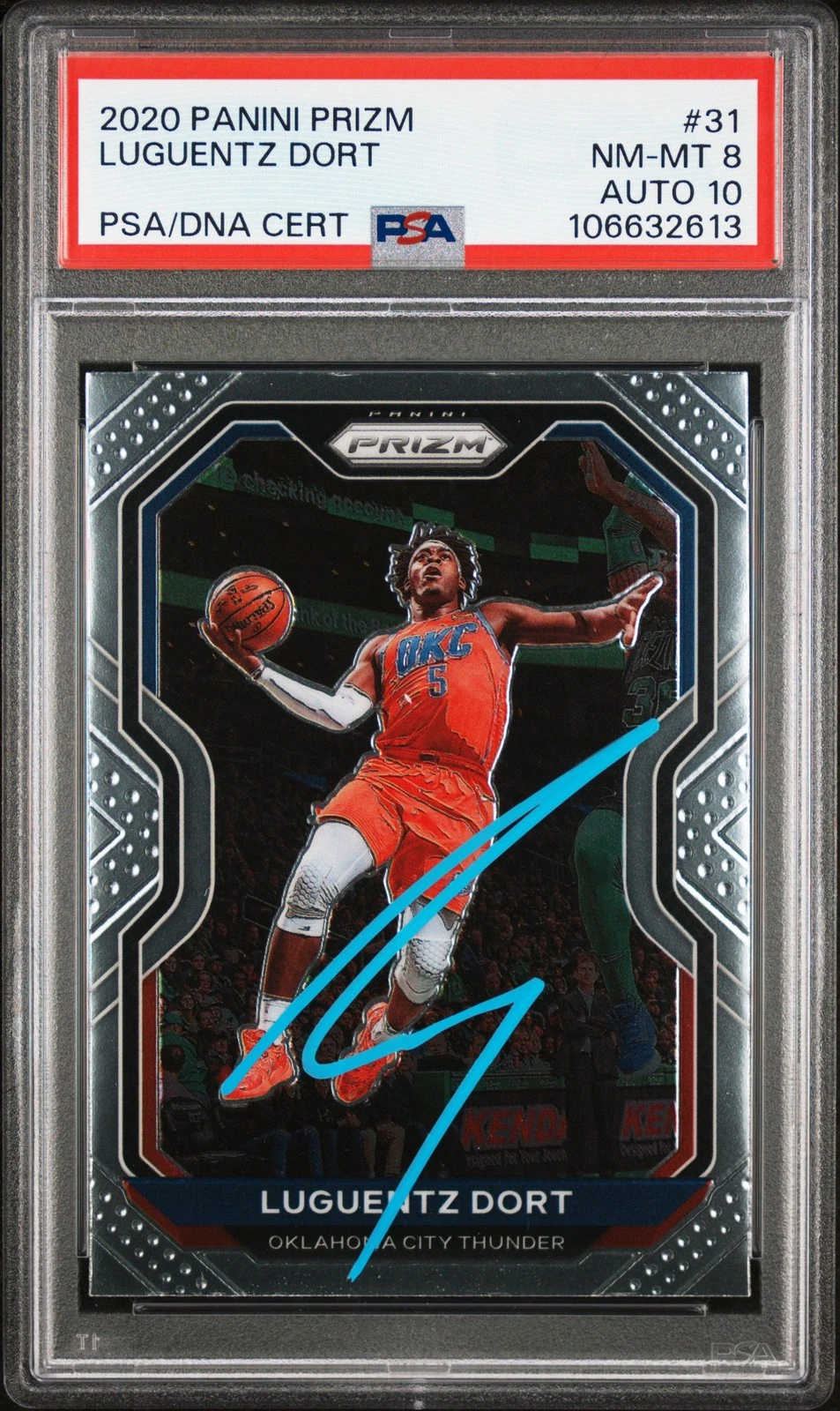 2020 Panini Prizm #31 Luguentz Dort signed card PSA 8 Auto 10