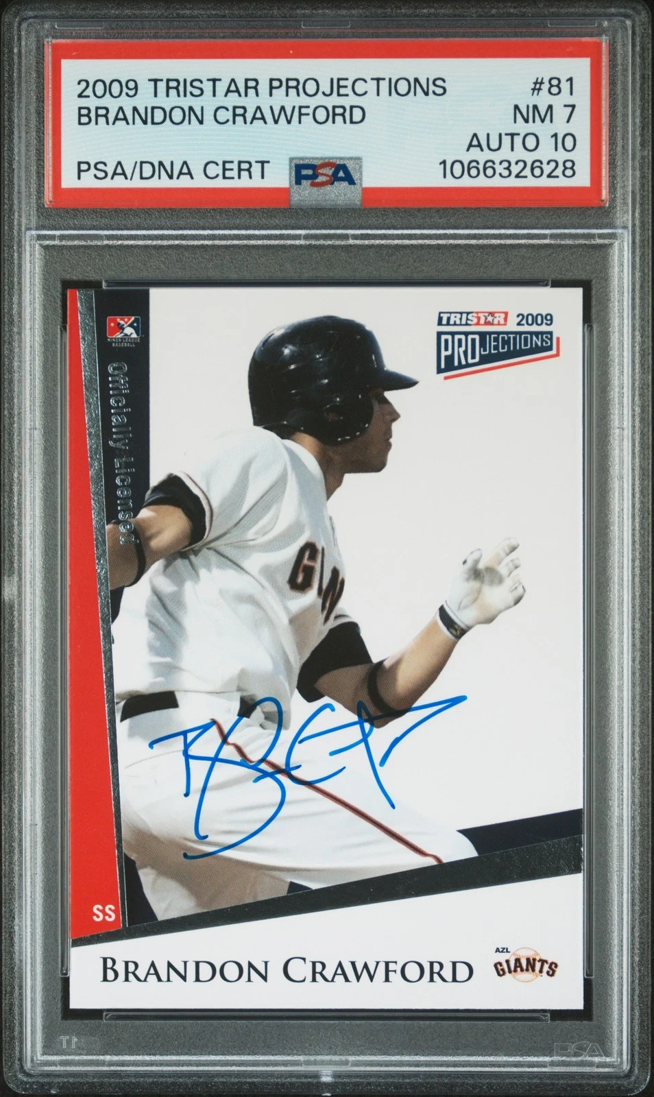 2009 Tristar Projections #81 Brandon Crawford signed card PSA 7 Auto 10