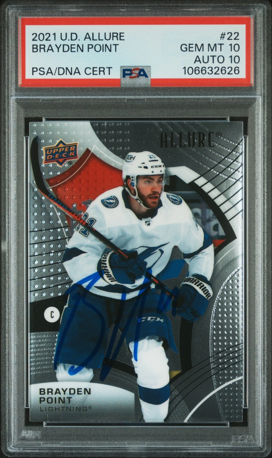 2021 Upper Deck Allure #22 Brayden Point signed card PSA 10 Auto 10