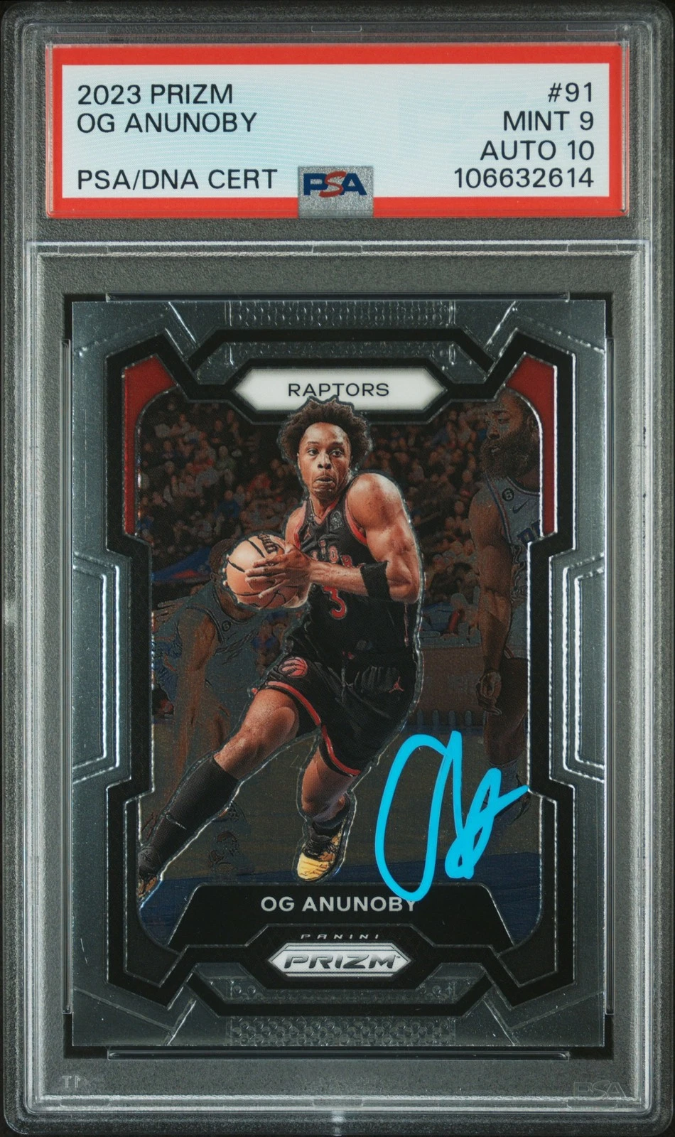 2023 Panini Prizm #91 Og Anunoby signed card PSA 9 Auto 10