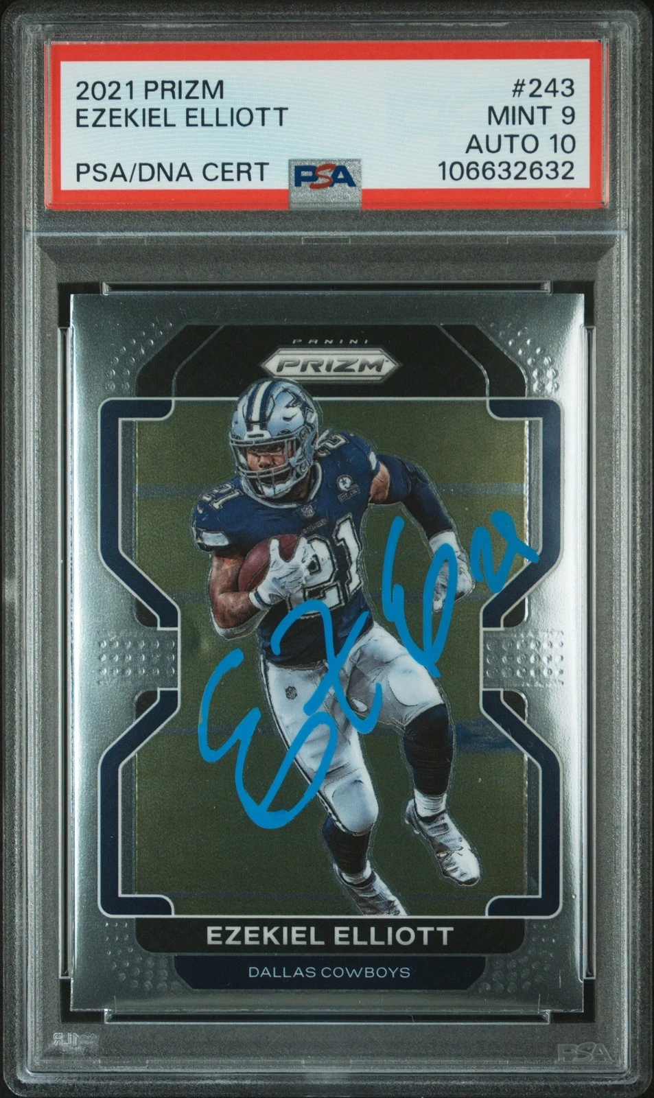 2021 Panini Prizm #243 Ezekiel Elliott signed card PSA 9 Auto 10
