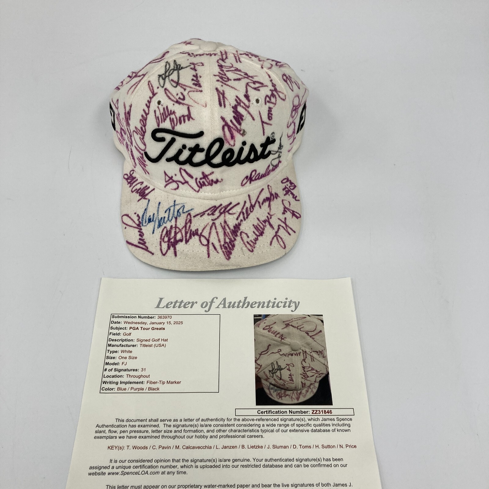 Tiger Woods PGA Tour Golf Legends Multi Signed Hat 31 Sigs JSA COA