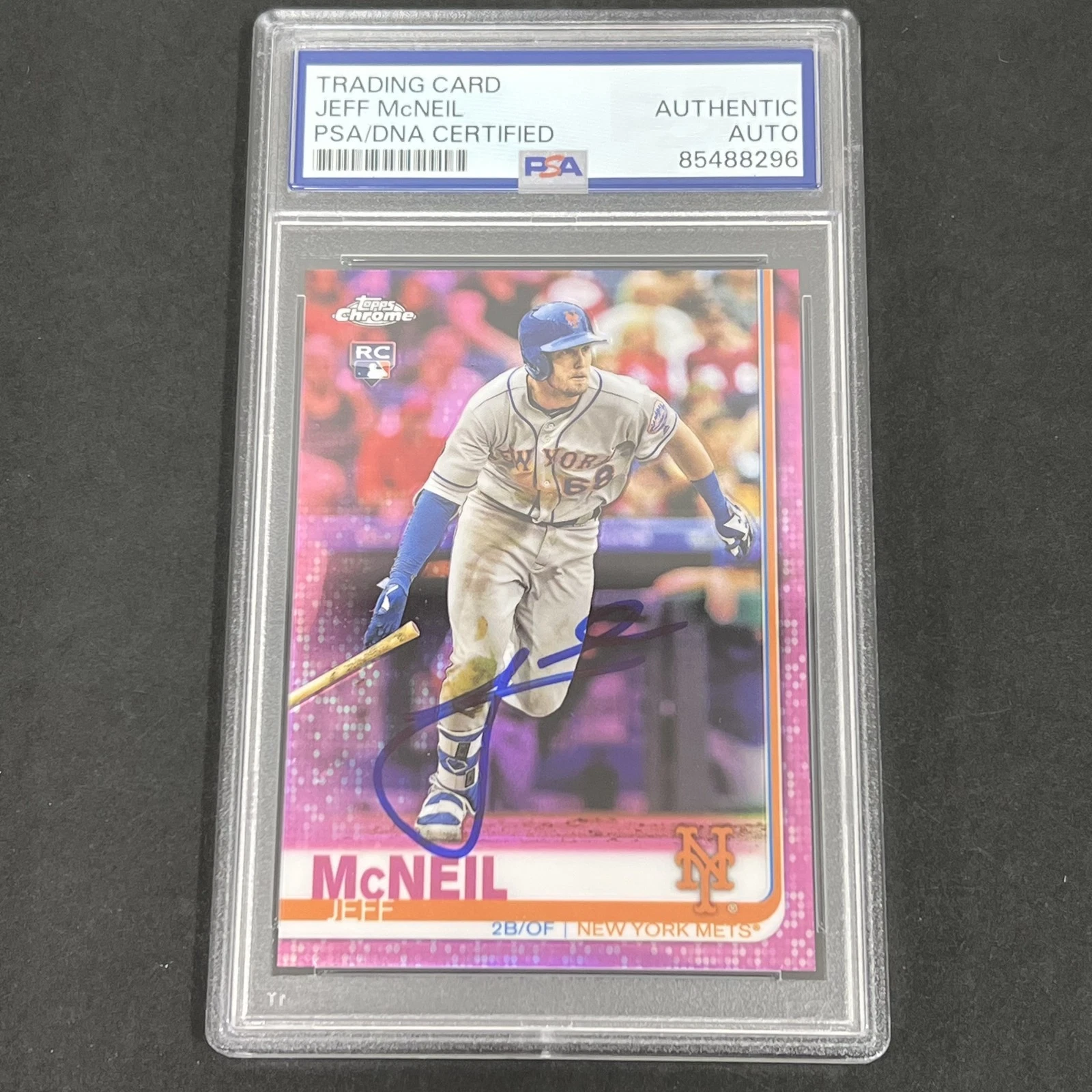 2019 Topps Chrome #152 Jeff Mcneil Pink Refractor signed card PSA