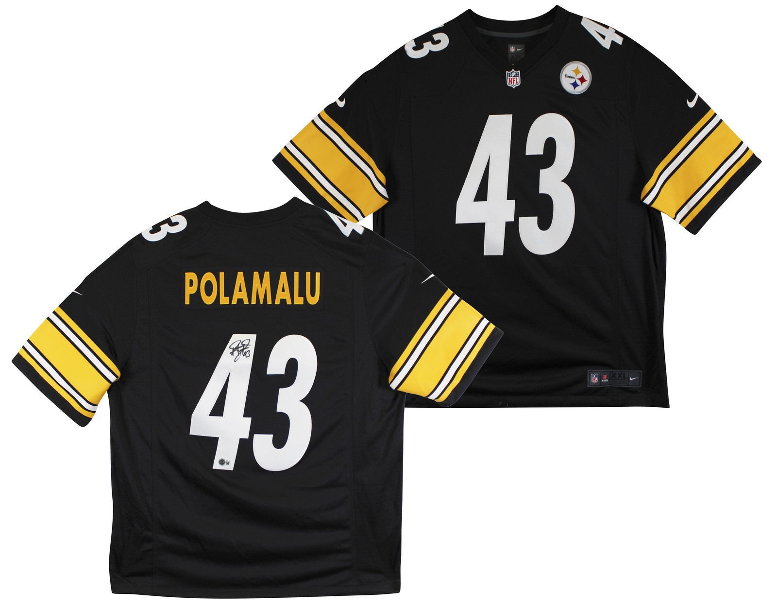 Steelers Troy Polamalu Authentic Signed Black Nike Limited Jersey BAS Witnessed