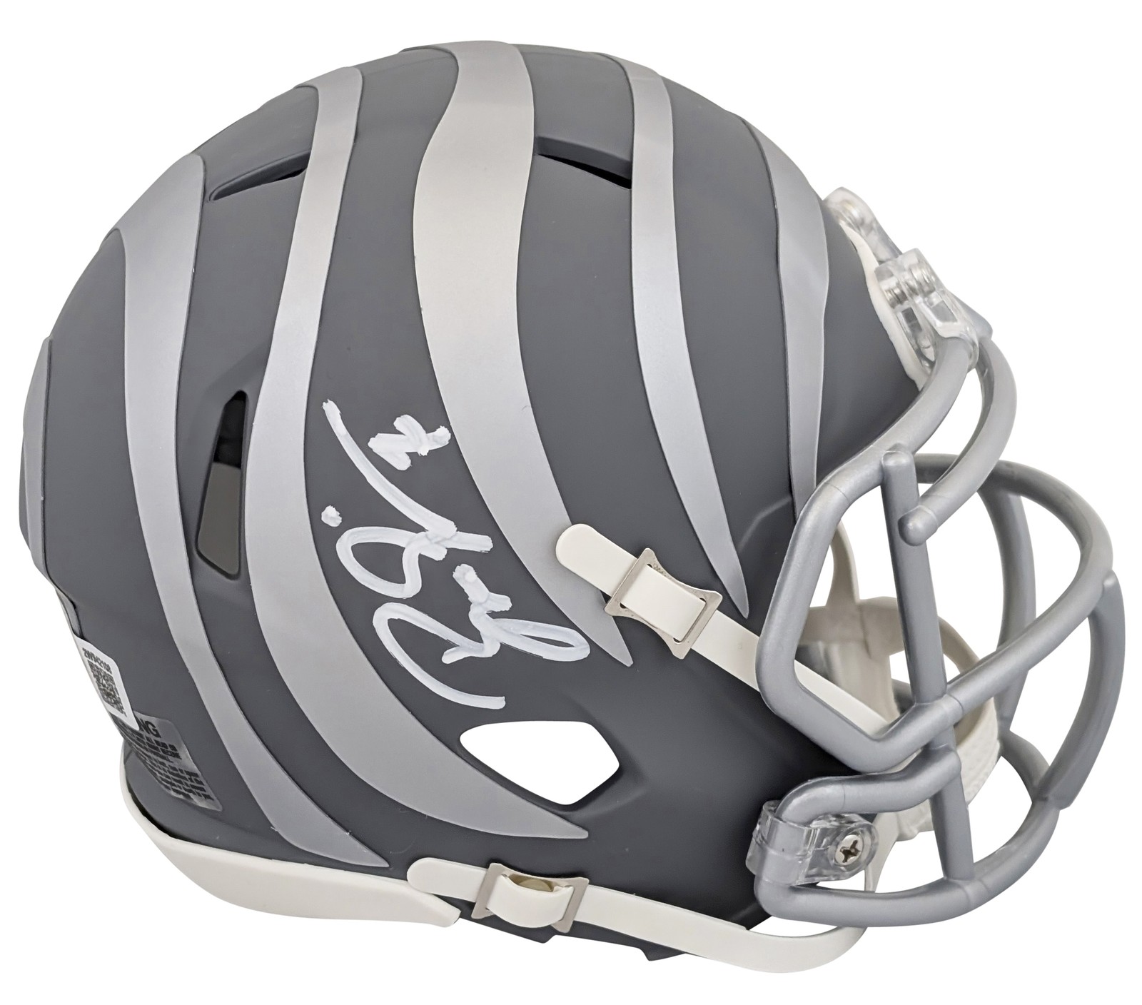 Bengals Boomer Esiason Authentic Signed Slate Speed Mini Helmet BAS Witnessed