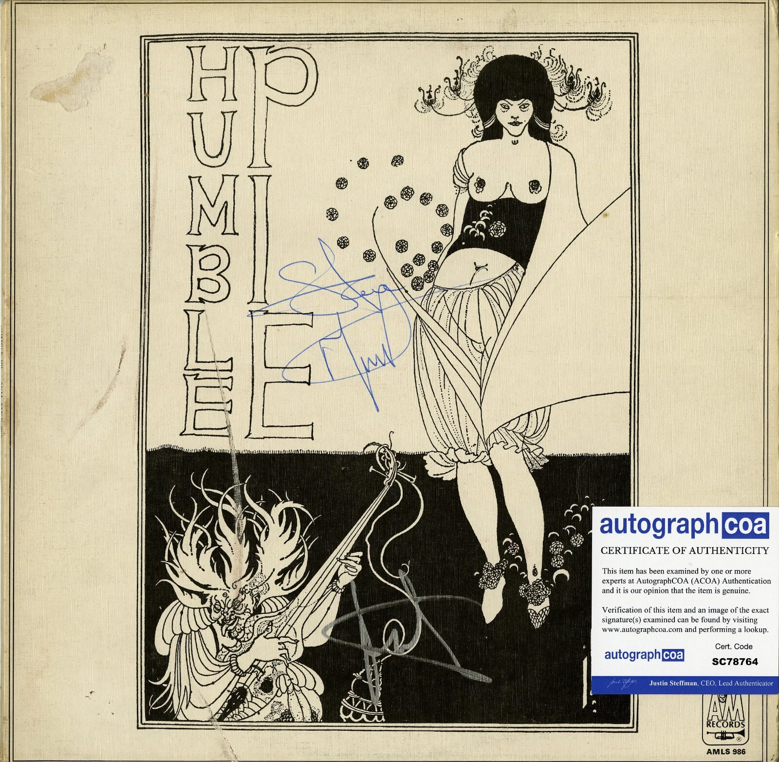 Humble Pie Vinyl Record signed by Steve Marriott, Jerry, ACOA Self Titled