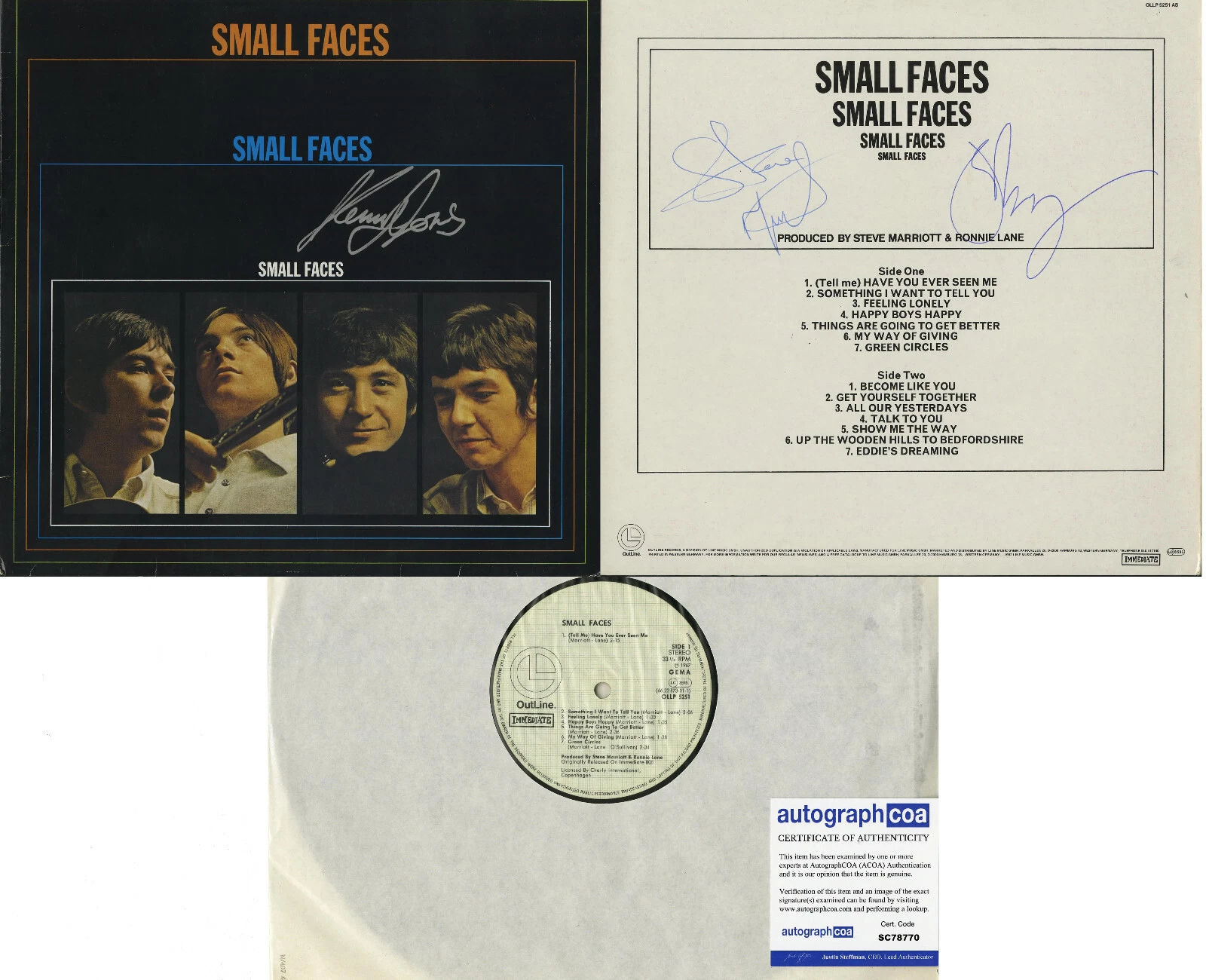 Steve Marriott +2 Small Faces self titled Vinyl Record ACOA RARE German Outline