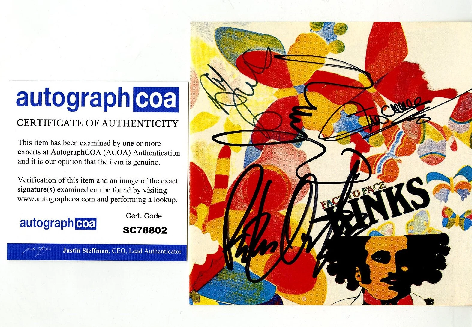 The KINKS PETE QUAIFE Ray Dave Davies Mick SIGNED CD Face to Face FULL BAND ACOA