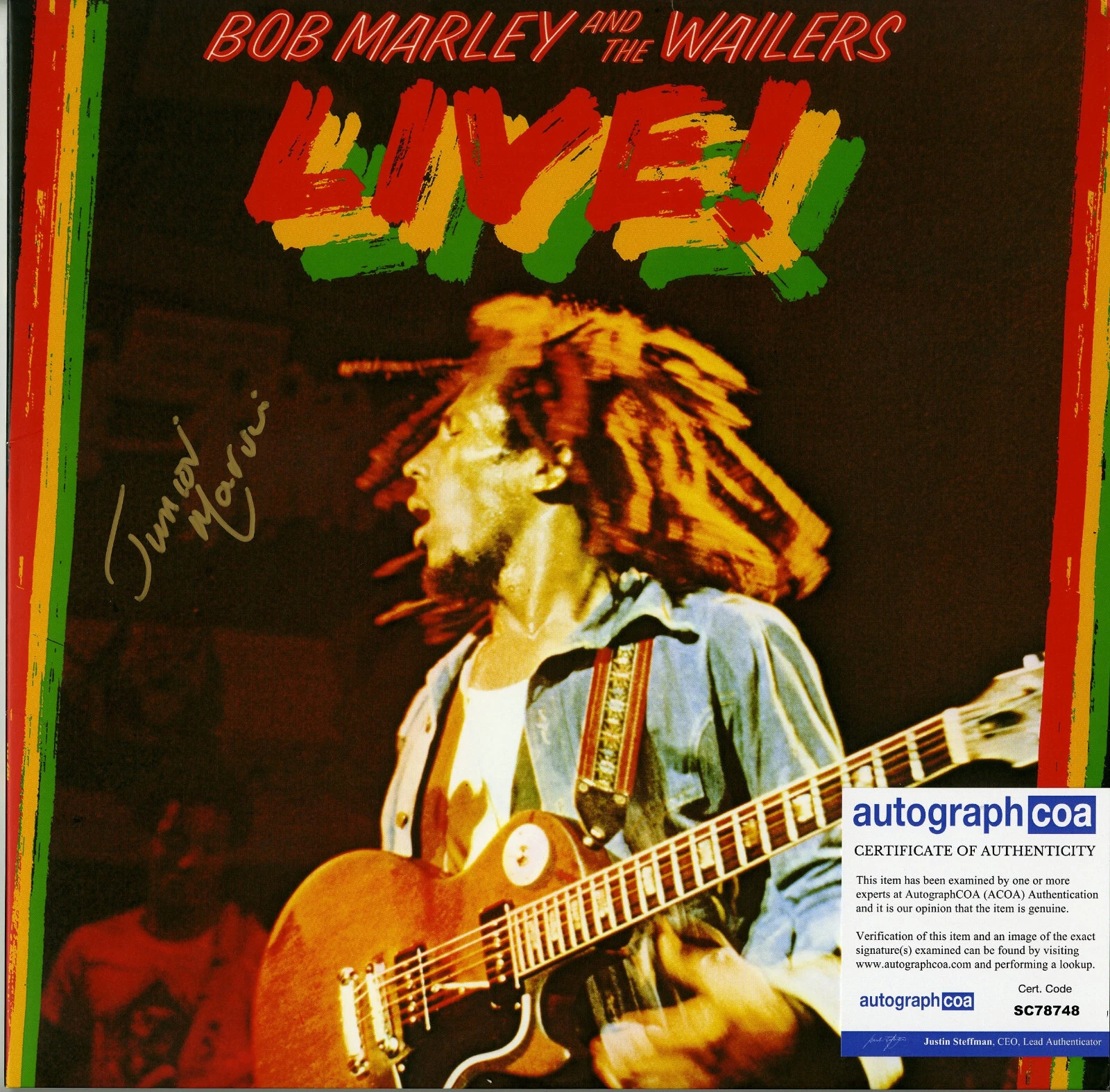 Junior Marvin of the Wailers, SIGNED Bob Marley LIVE NEW Vinyl Record ACOA